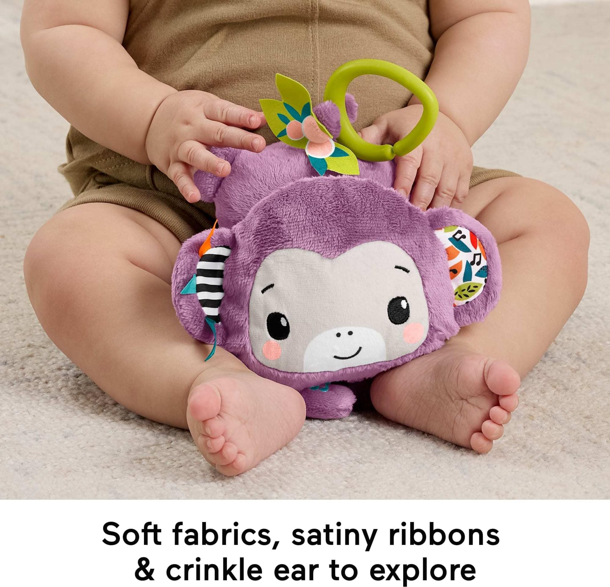 Fisher-Price Sing & Go Purple Monkey Stroller Toy - Musical Sensory Toy for Newborns 4