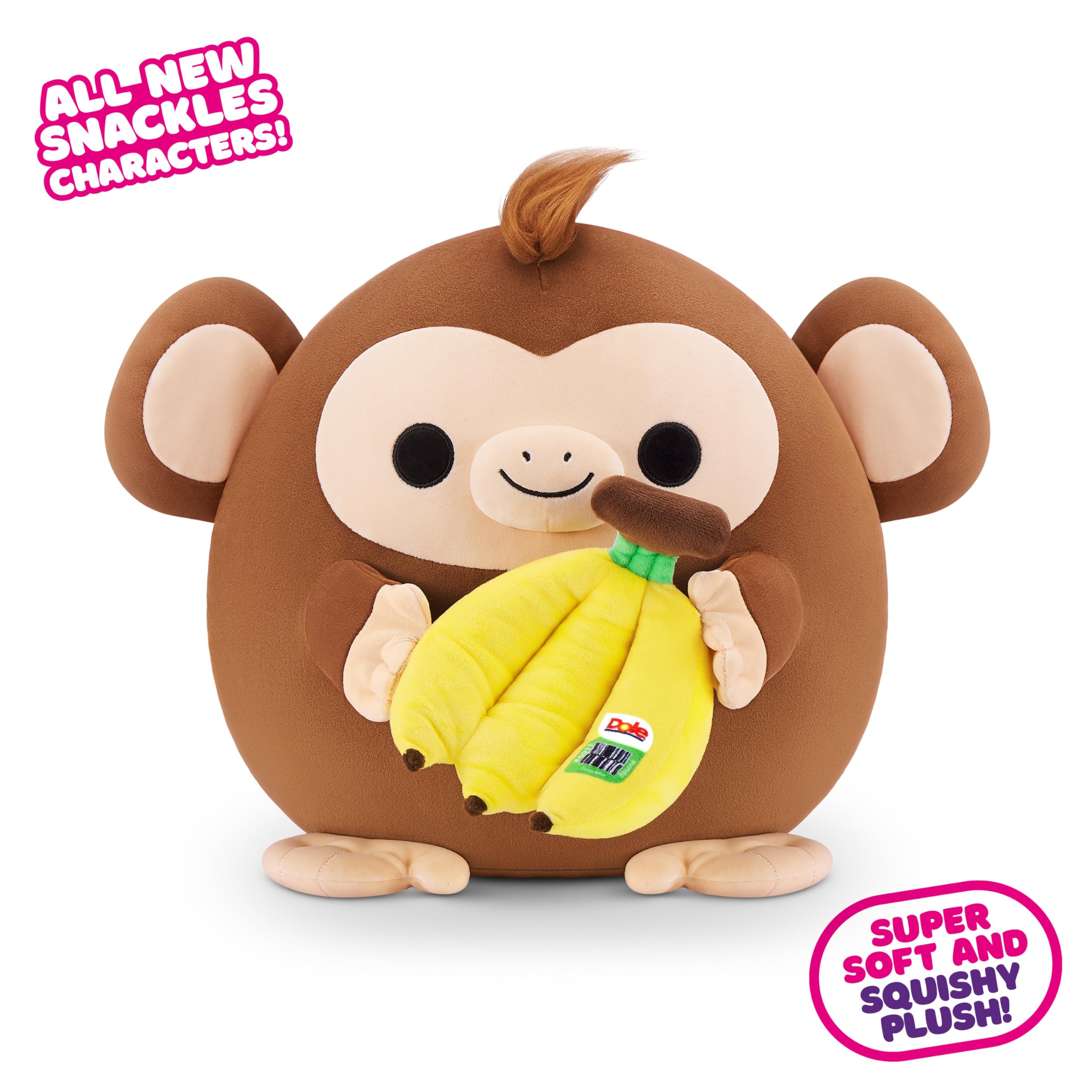 Snackles Serie 2 Affe – Dole Banana Plüschtier, 8 Zoll großes, superweiches, matschiges Stofftier 5