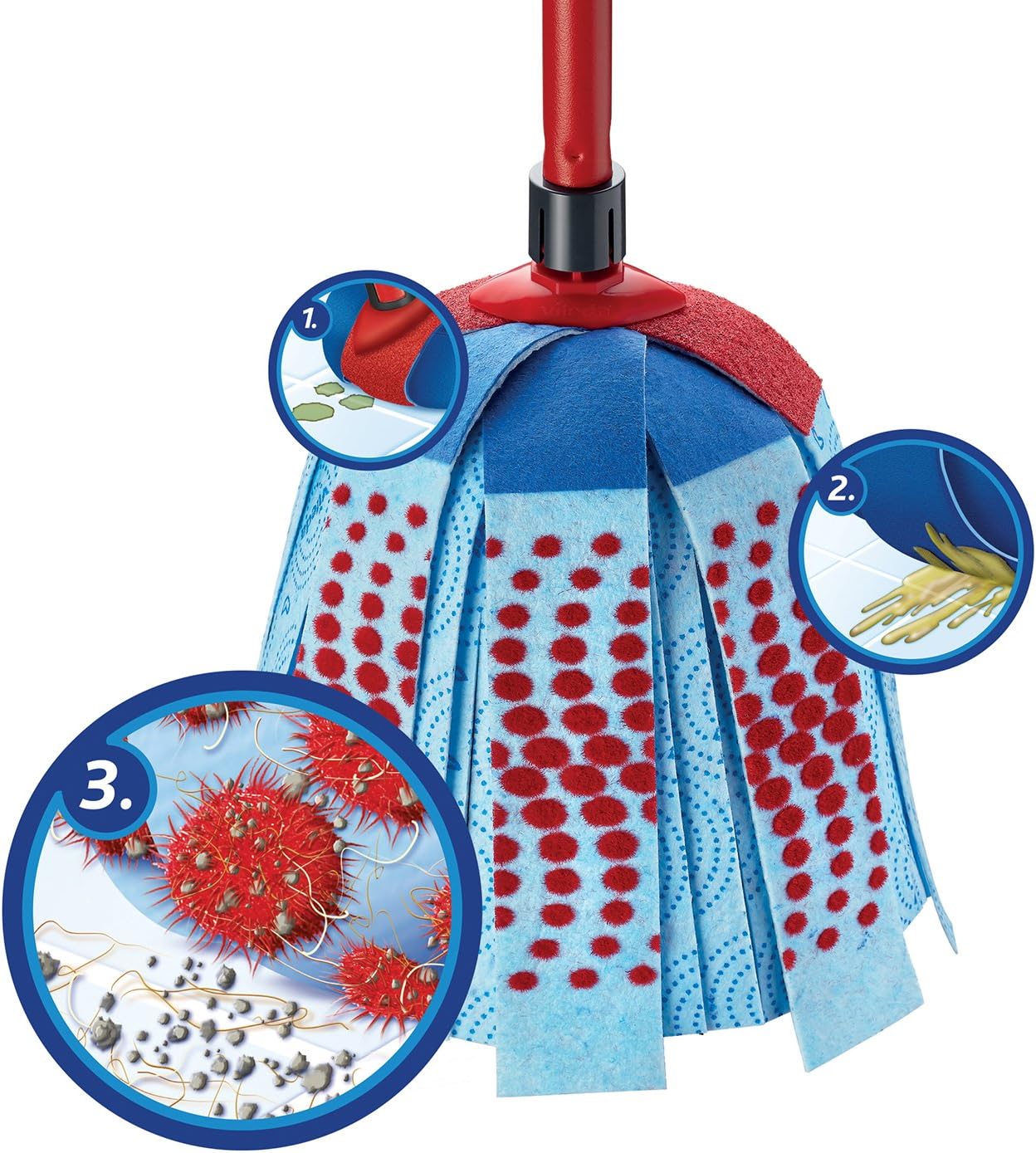 Vileda SuperMocio 3Action XL Mopp und 10-Liter-Eimer mit Torsionspresse, Rot/Blau 4