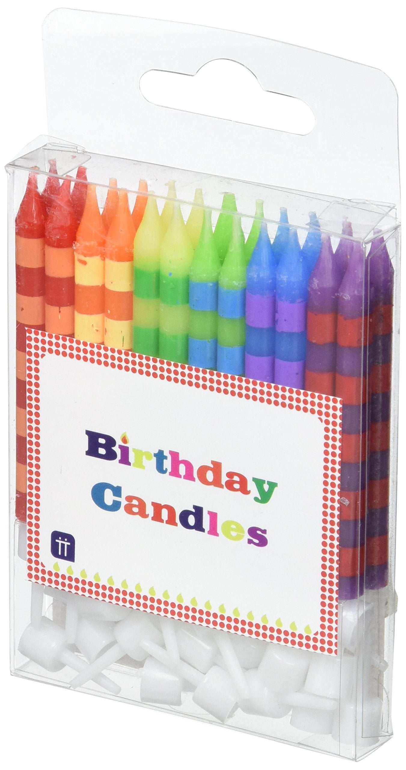 Talking Tables Colourful Rainbow Birthday Cake Candles with Holders | Pack of 24 Mini Candles 4