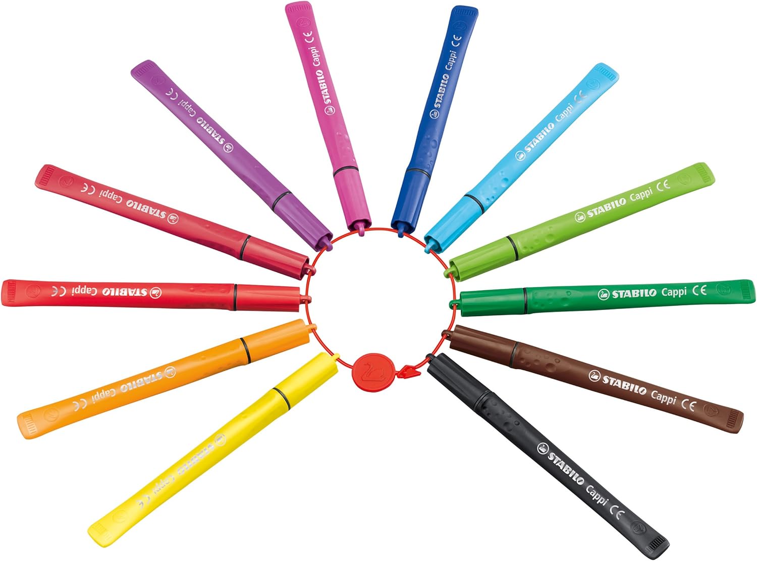 STABILO Cappi Felt Tip Pens - 18 Assorted Colors with Cap Rings for Kids 6