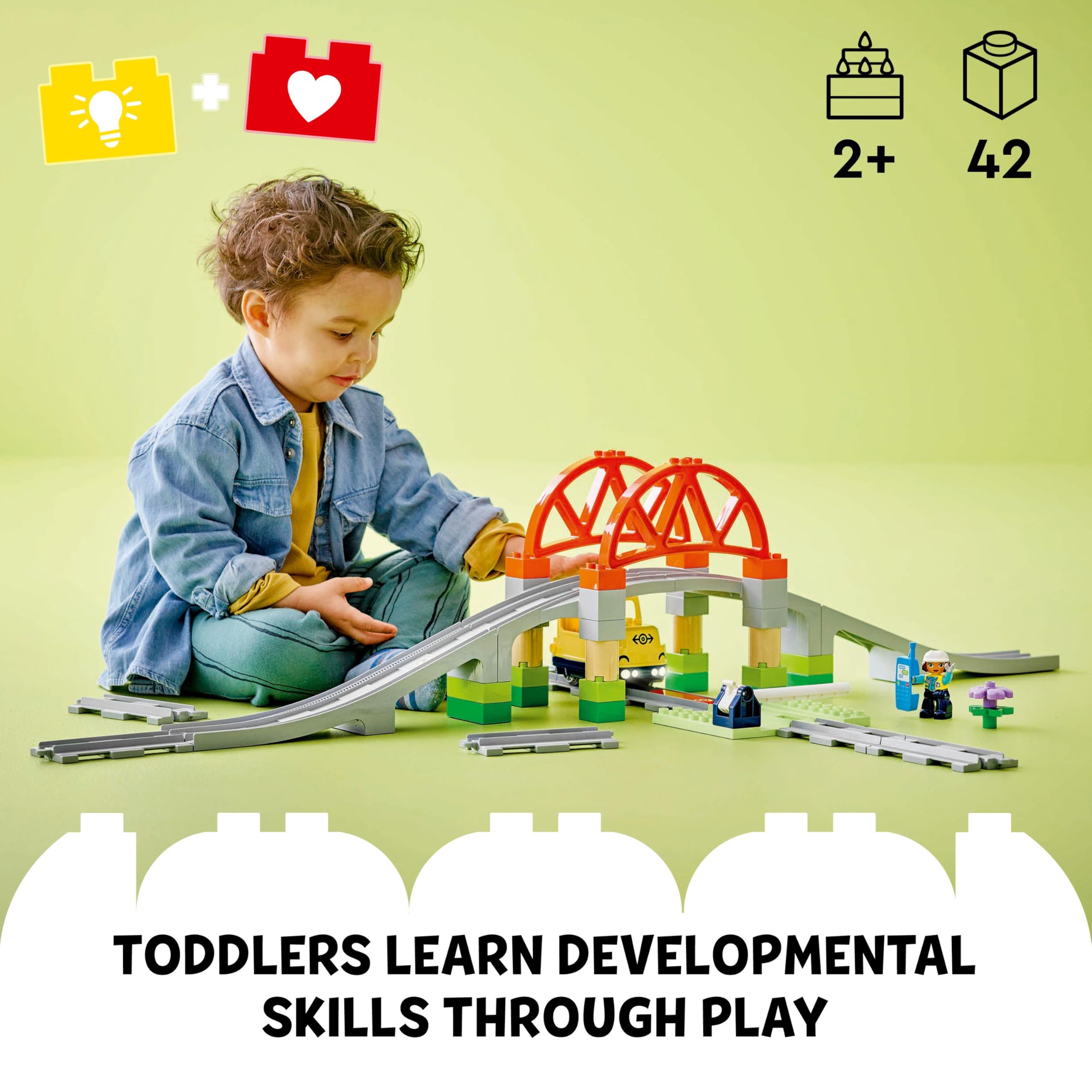 LEGO DUPLO Train Bridge and Tracks Expansion Set 10426 | Ages 2+ | Educational Building Toy