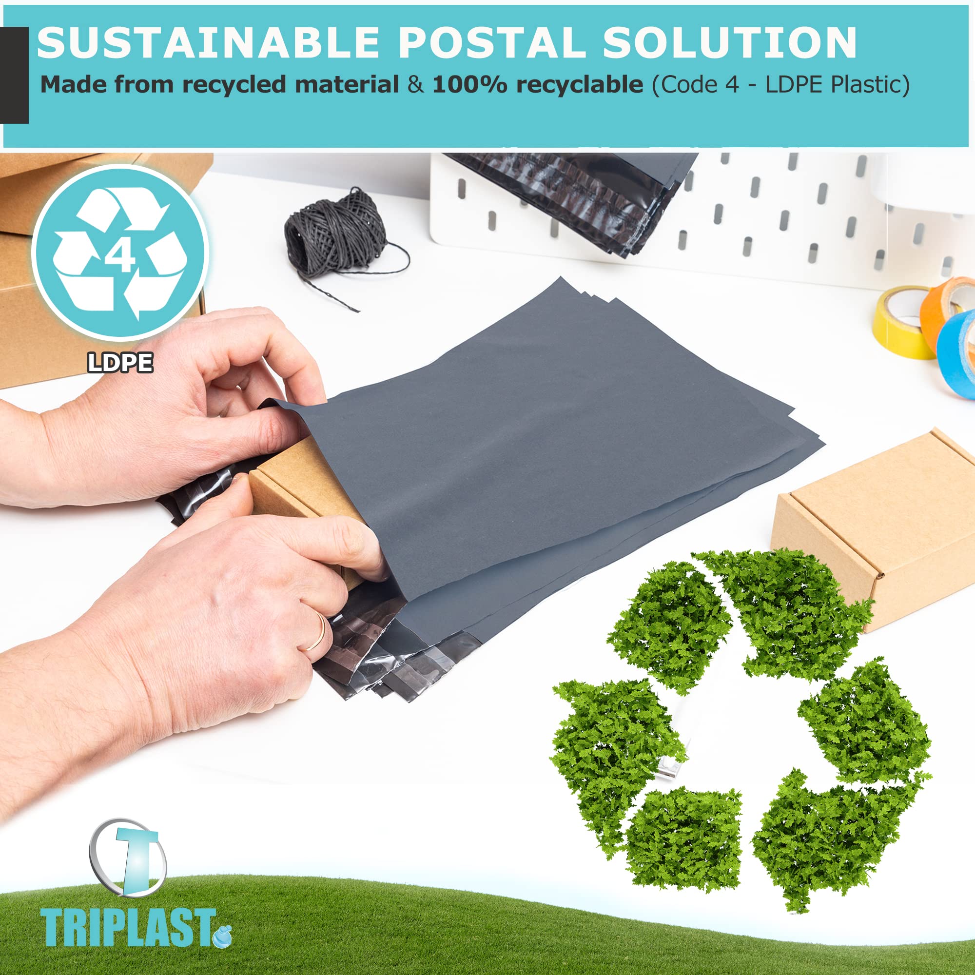 Triplast Parcel Postage Mailing Bags - 17 x 24" (425x600mm) Grey Polyethylene, Pack of 25 6