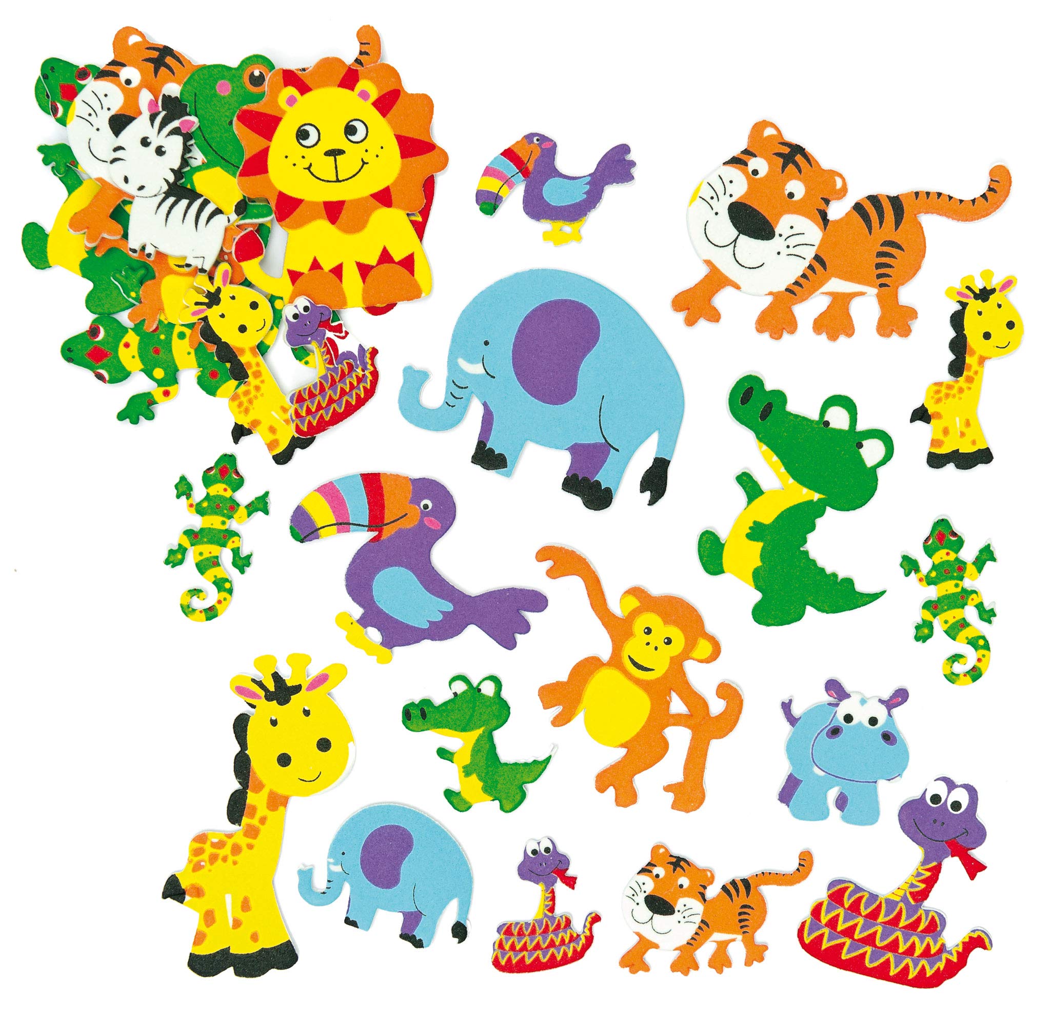 Baker Ross Jungle Animal Foam Stickers (96 Pack) Self-Adhesive Puffy Scrapbook Embellishments 3