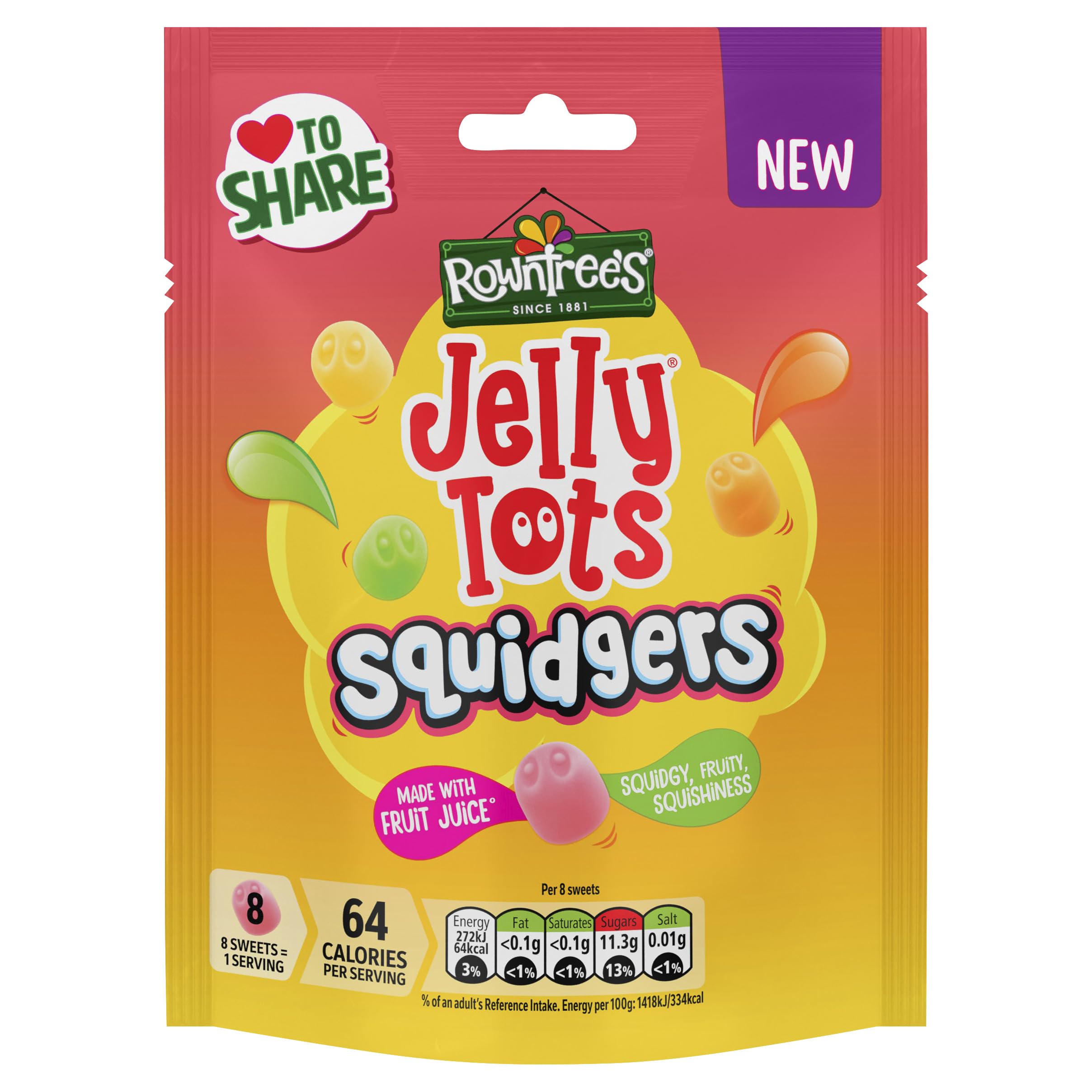 Rowntree's Jelly Tots Squidgers - Fruity Jelly Sweets | 120g Pack