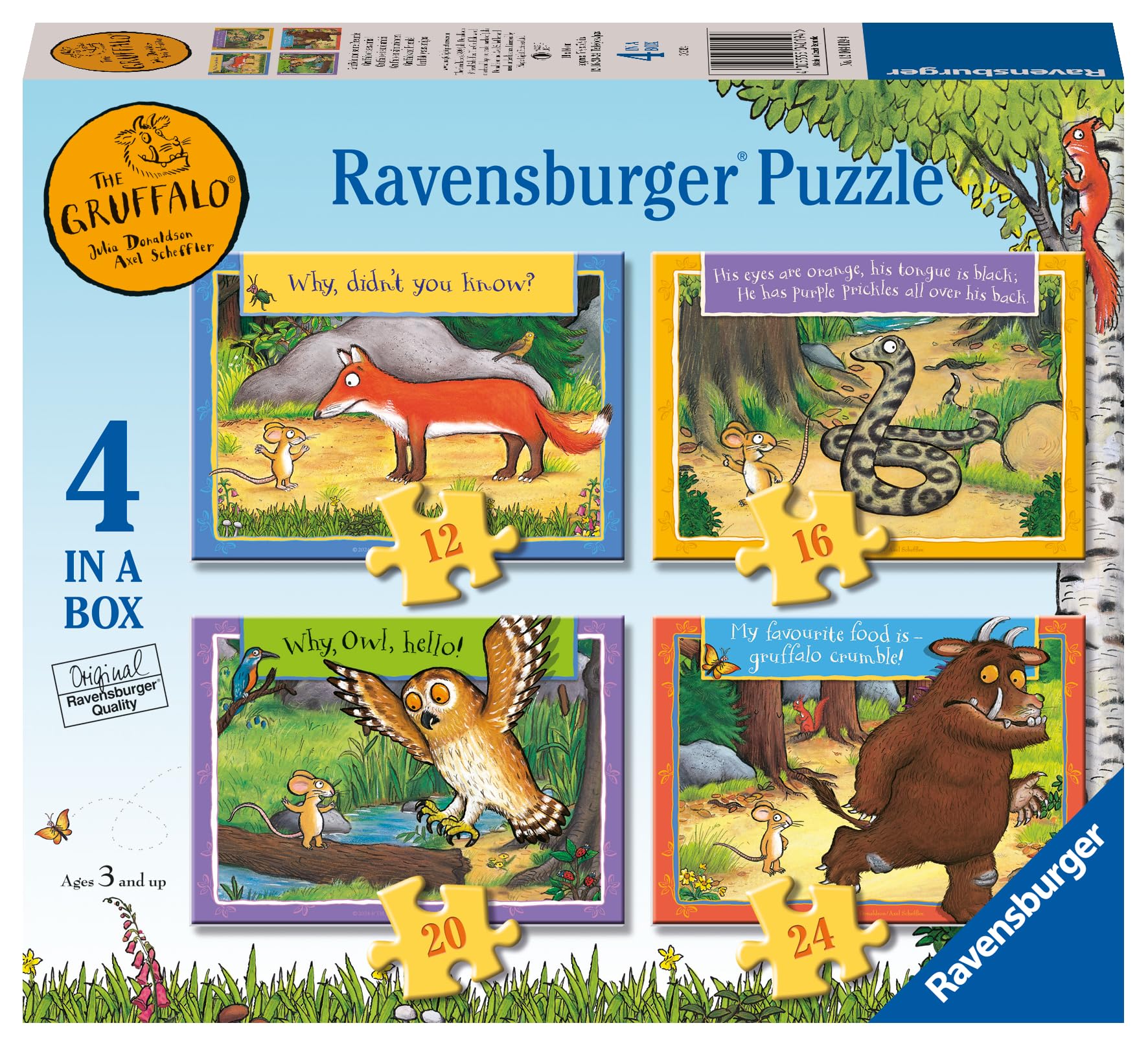 Ravensburger The Gruffalo 4 in a Box Jigsaw Puzzles - 12, 16, 20 & 24 Pieces for Ages 3+