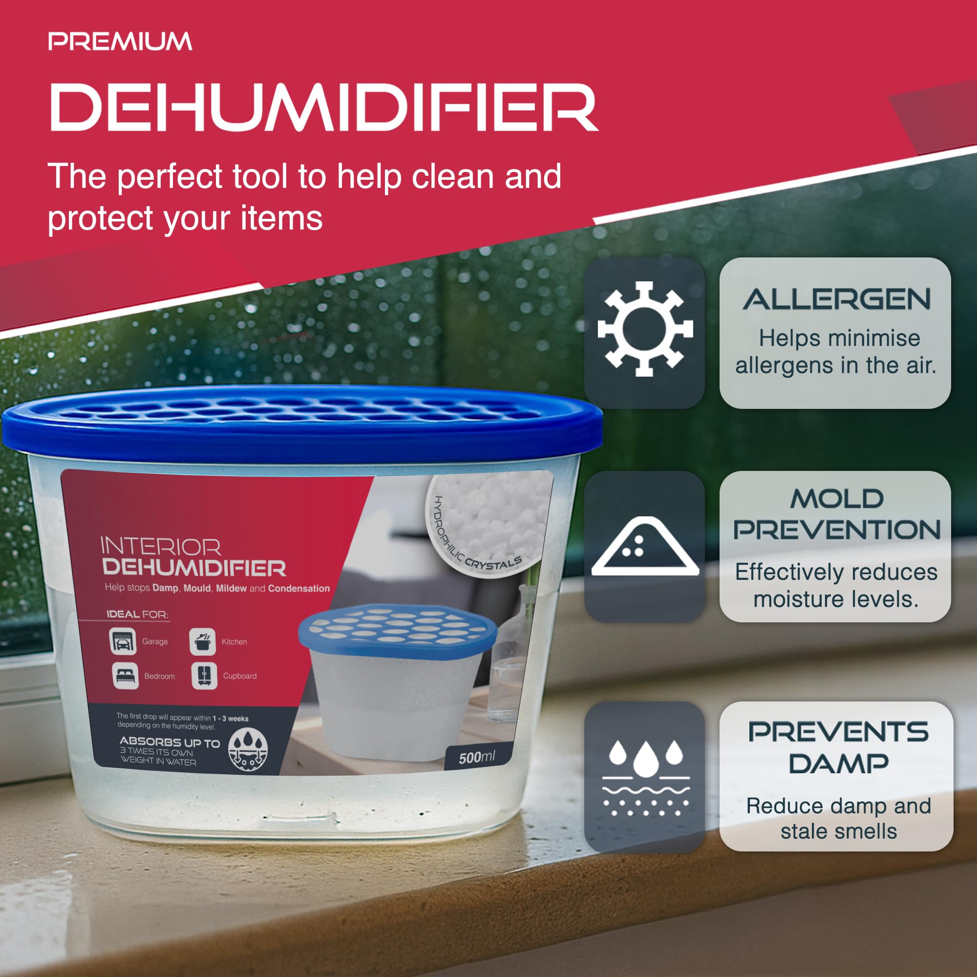 Sterlix Dehumidifier Tubs - 5 Pack 500ml Capacity | Combats Condensation & Mould 3