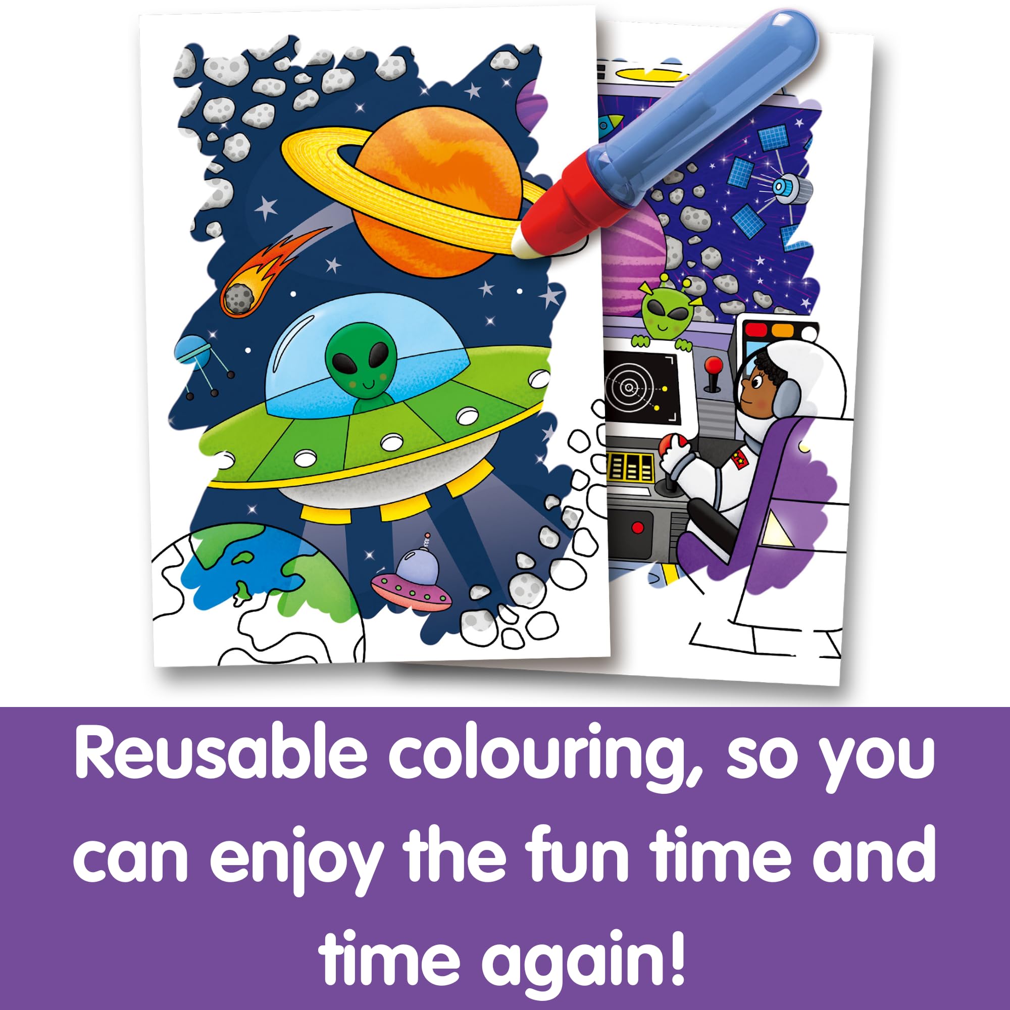 Galt Water Magic Space Reusable Colouring Book with Refillable Pen | Ages 3+ 3