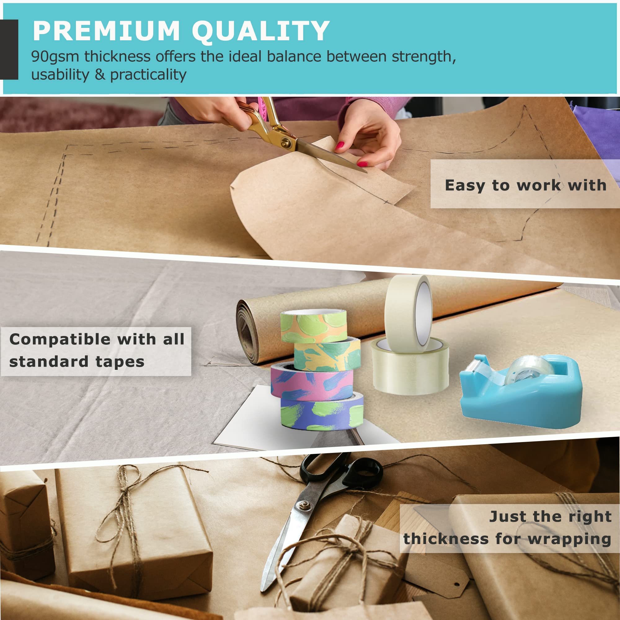 Triplast Brown ECO Kraft Paper Roll - 90 gsm | 600mm x 100m | 100% Recycled 4