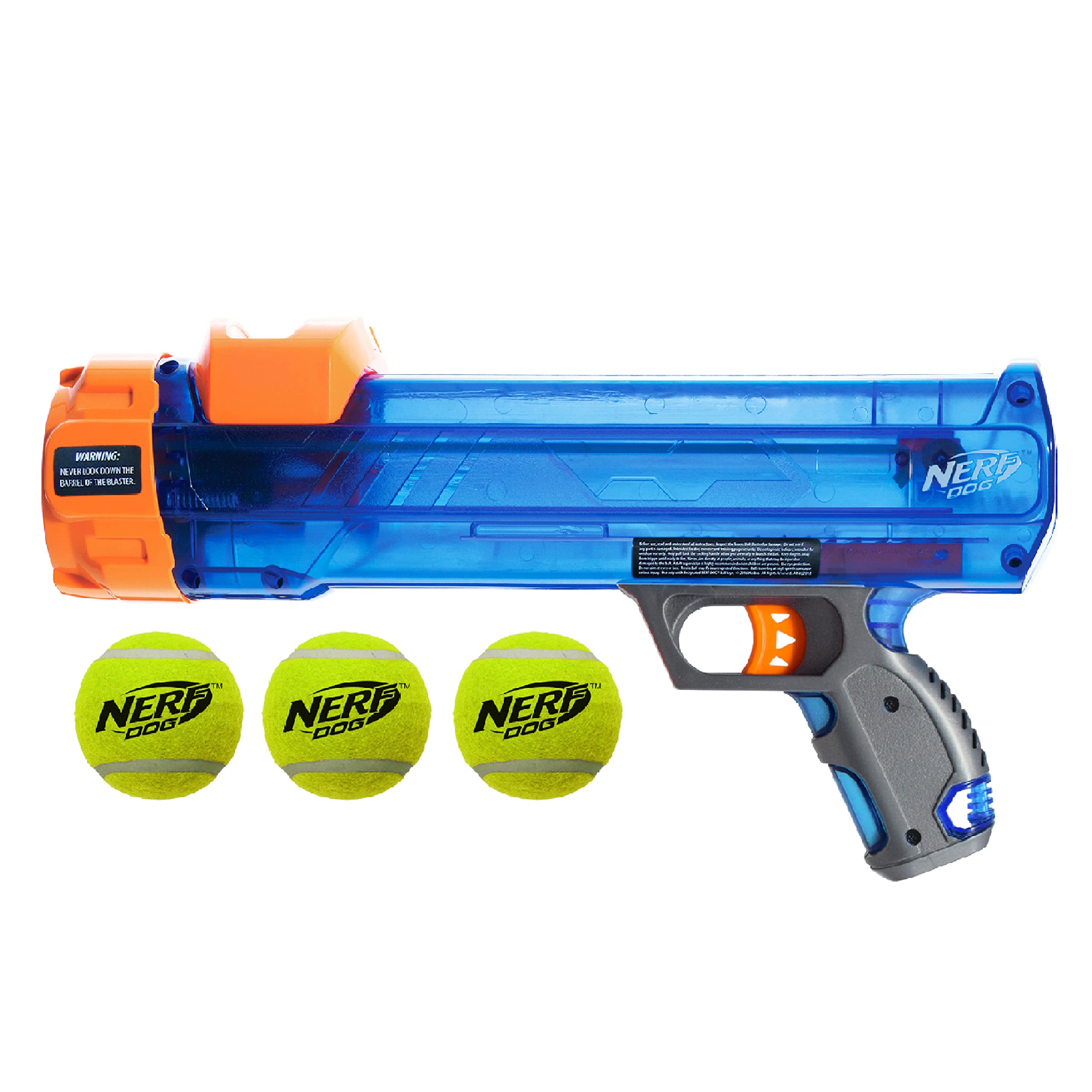 Nerf Dog Small Tennis Ball Blaster Gift Set | Launches up to 35ft | Includes 3 Balls | Translucent Blue 5