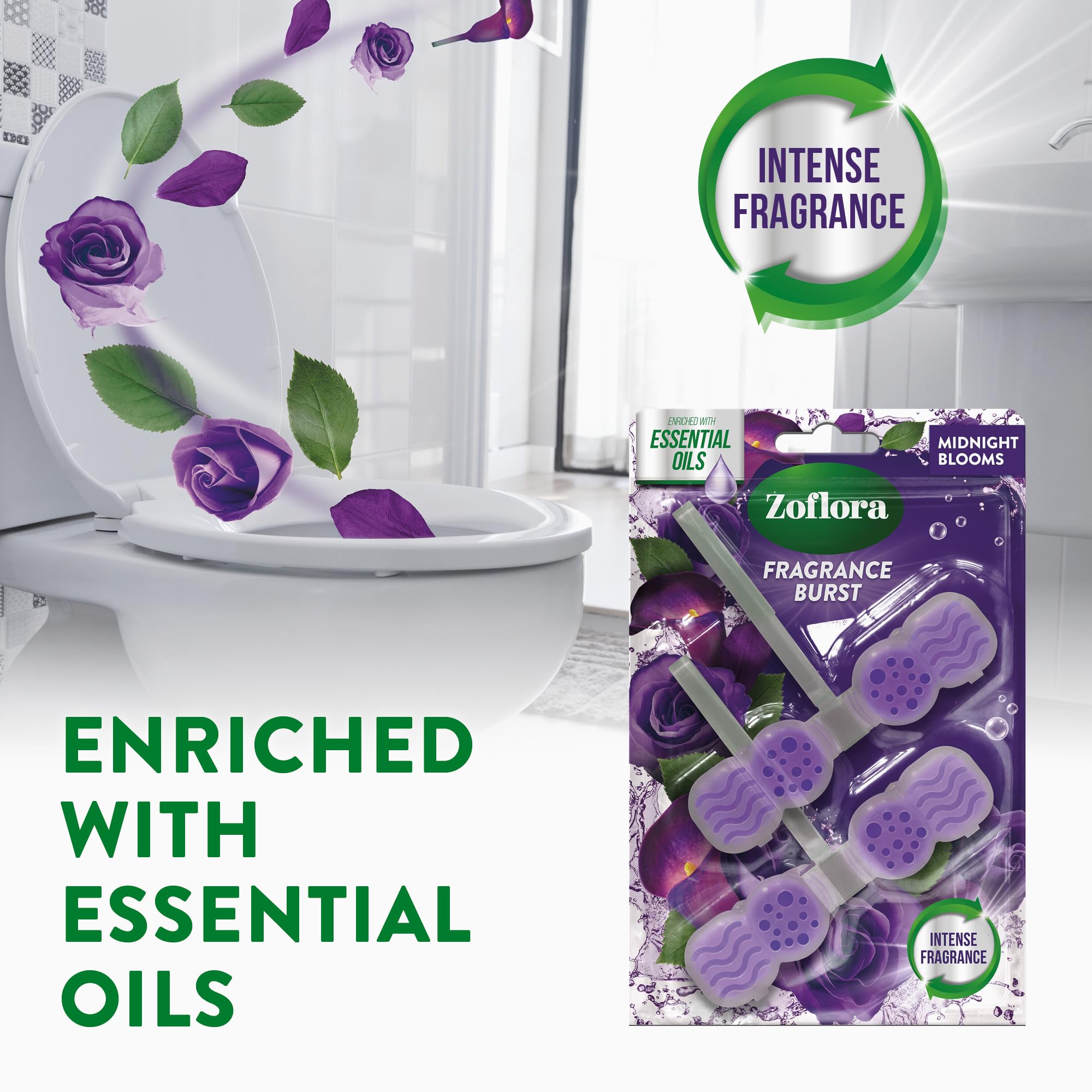 Zoflora Midnight Blooms Toilettenrandsteine ​​(2er-Pack) – Dauerhafte Frische mit ätherischen Ölen 5