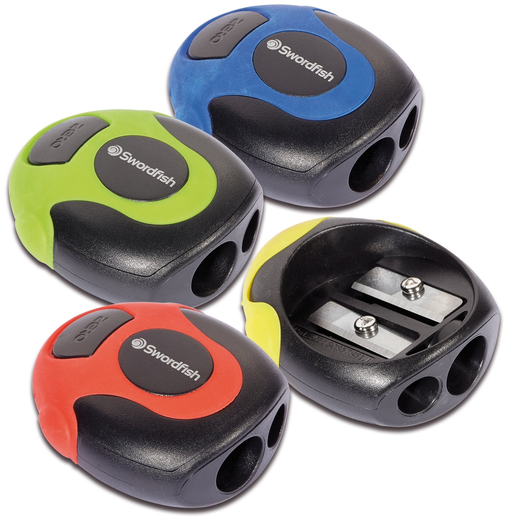 Swordfish Twin Soft Grip Double-Hole Pencil Sharpener for 8mm & 10.5mm Pencils | Pack of 1