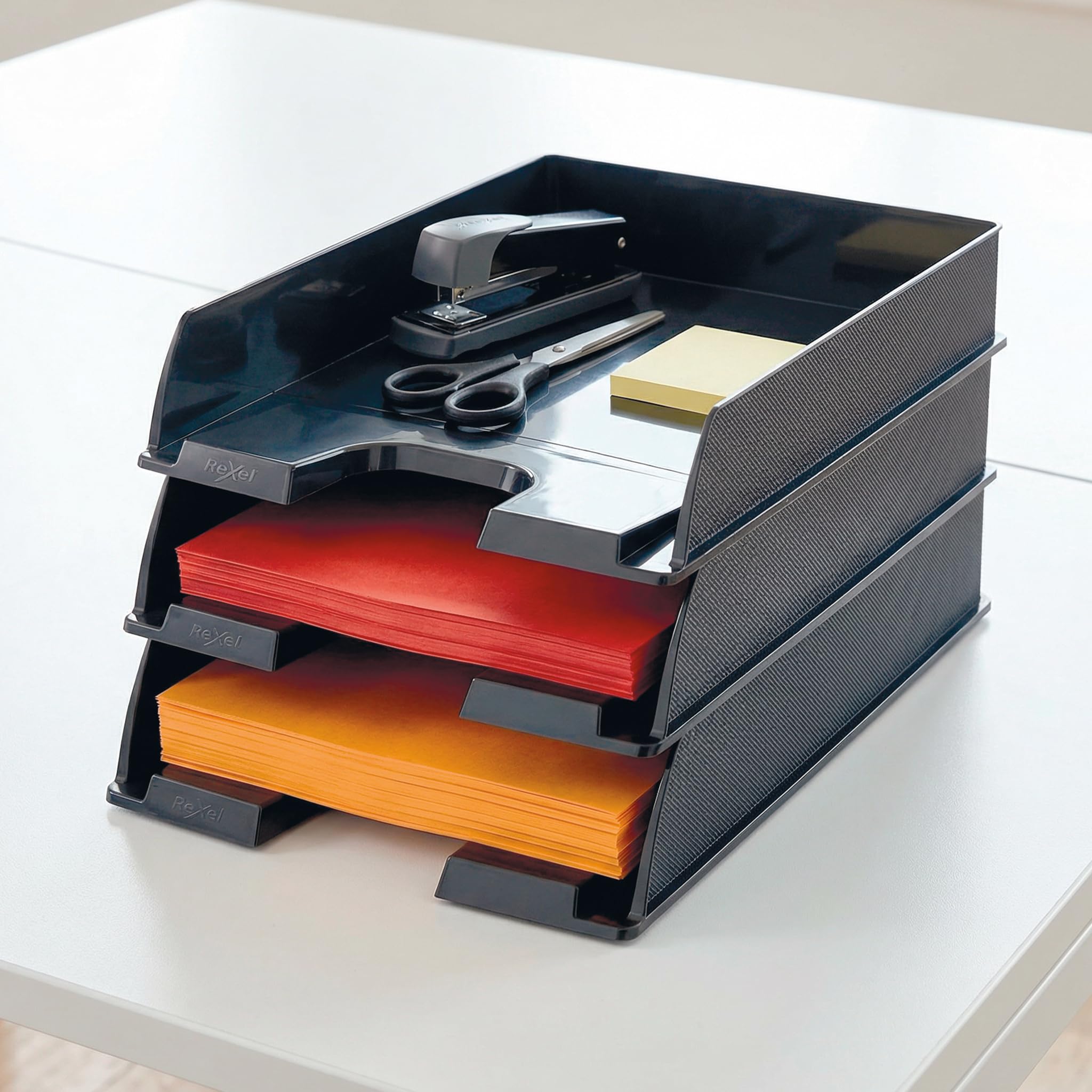 Rexel Choices A4 Letter Tray - Stackable Document Organiser, Black, 4 Pack 6