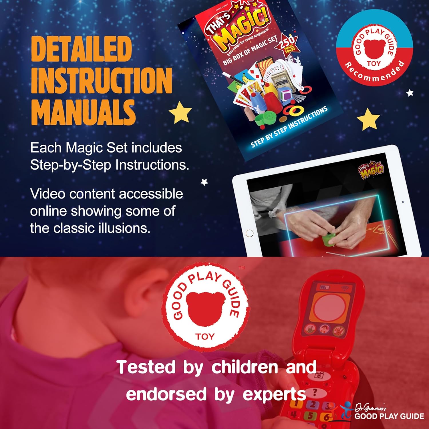 That's Magic Magic Hat Set with 75 Tricks, Rabbit, and Secret Compartment Hat for Kids 8