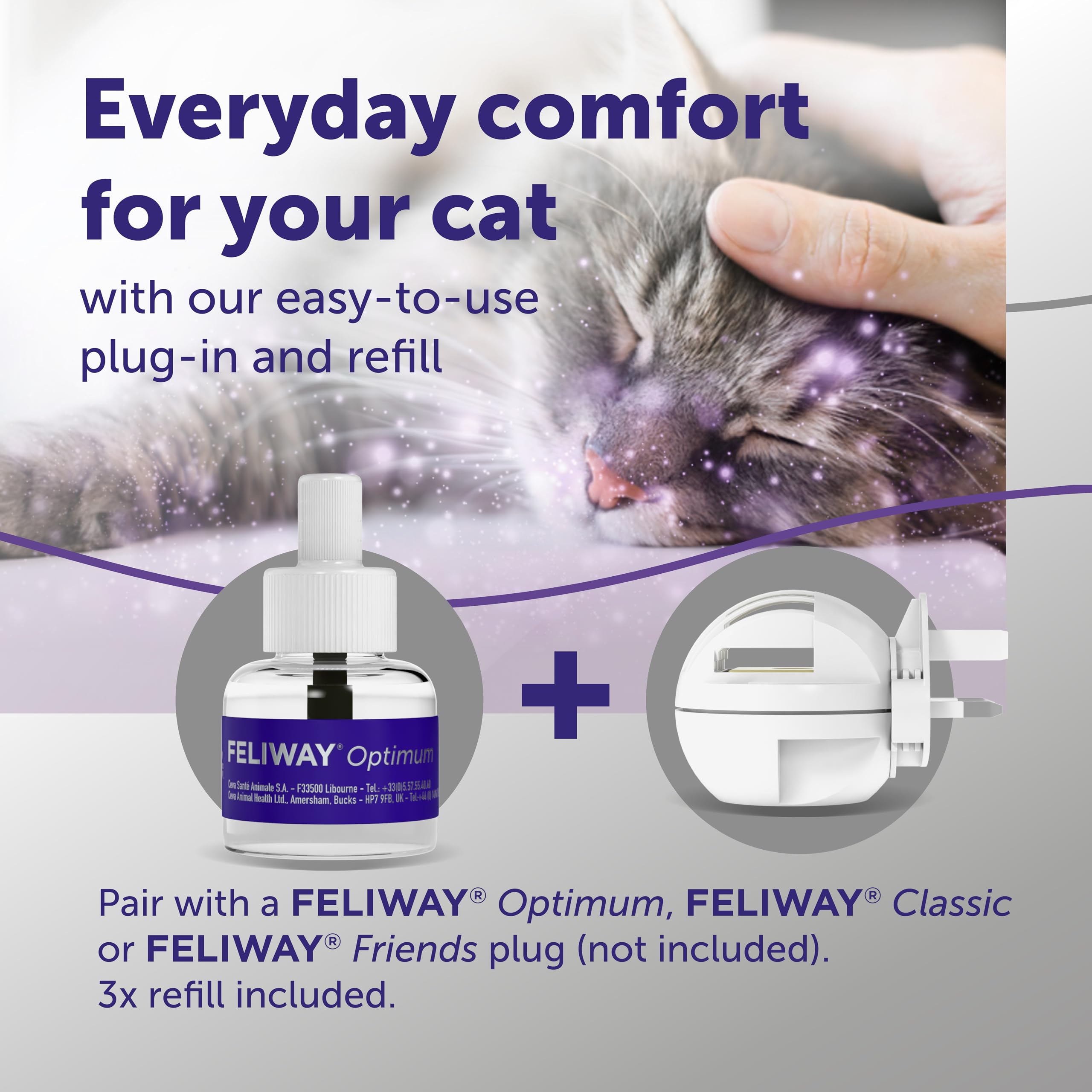 Feliway Optimum Cat Calming Refills - 3 x 30 Day Supply | Drug-Free | Covers up to 70m² 3