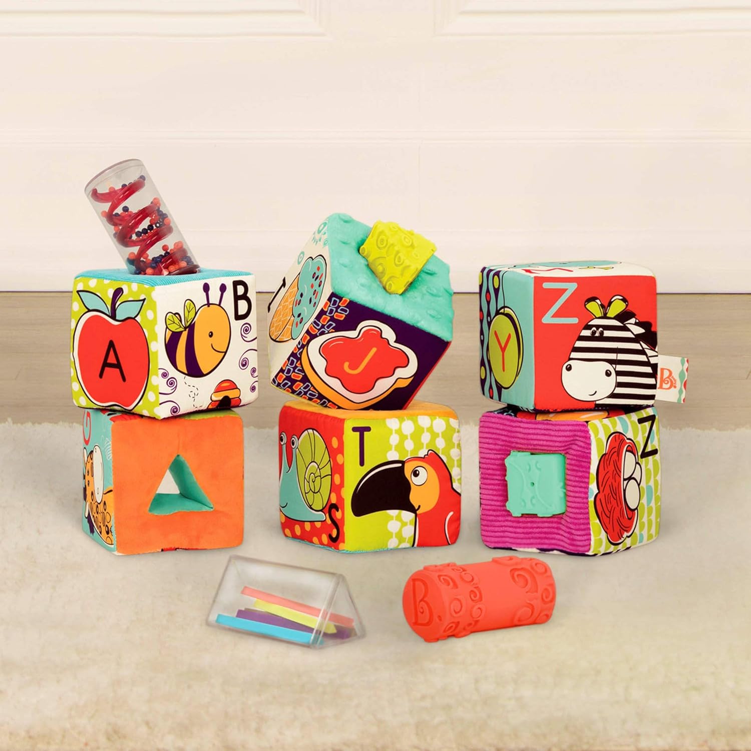 B. Toys ABC Block Party - Soft Fabric Building Blocks for Toddlers 6 Months+ 9