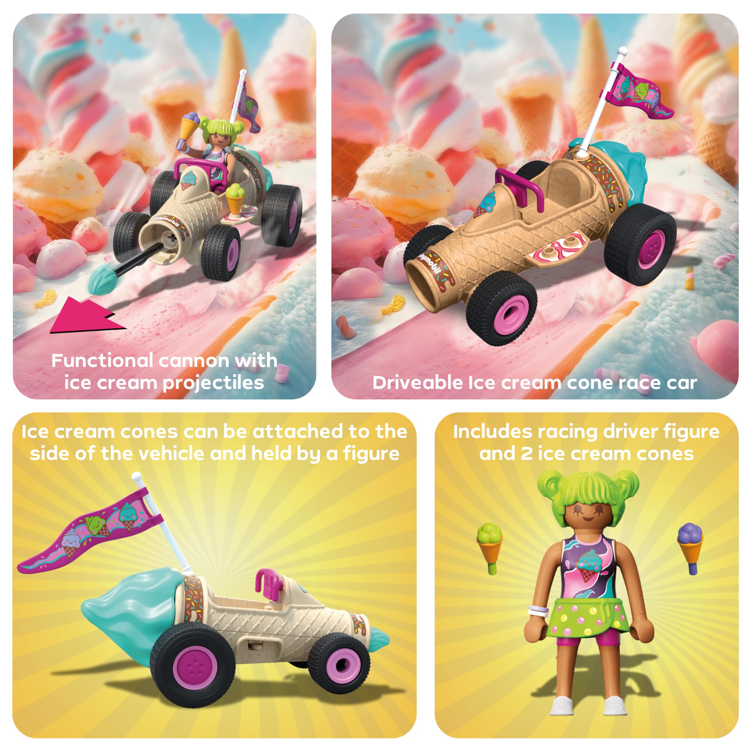Playmobil Funstars Racing Ice Cream Cone Action Figure | Ages 4+ | Model 71718 4