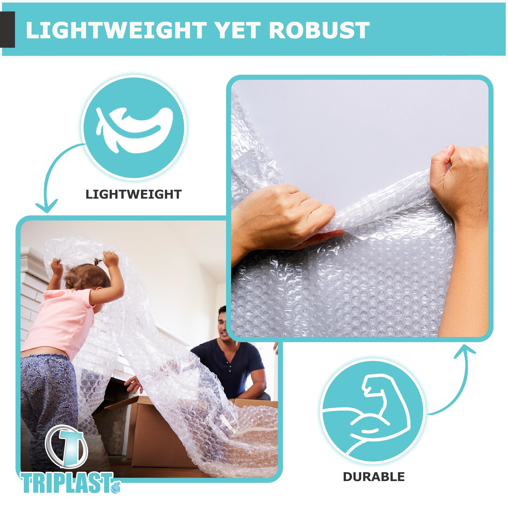 Triplast Large Bubble Wrap Roll - 300mm x 10m | 20mm Large Bubbles | 60gsm Film 3