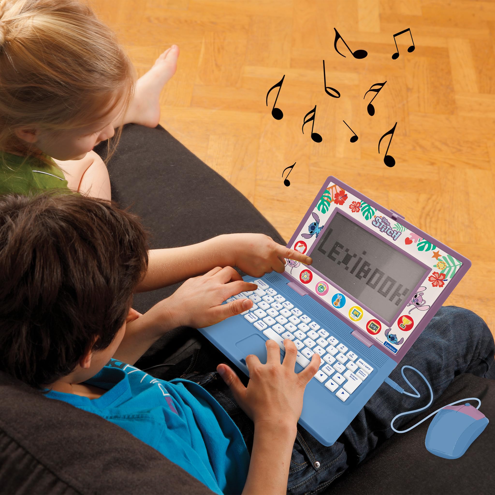 Lexibook Disney Stitch Bilingual Educational Laptop - 170 Activities in English & French for Kids 4+ 7