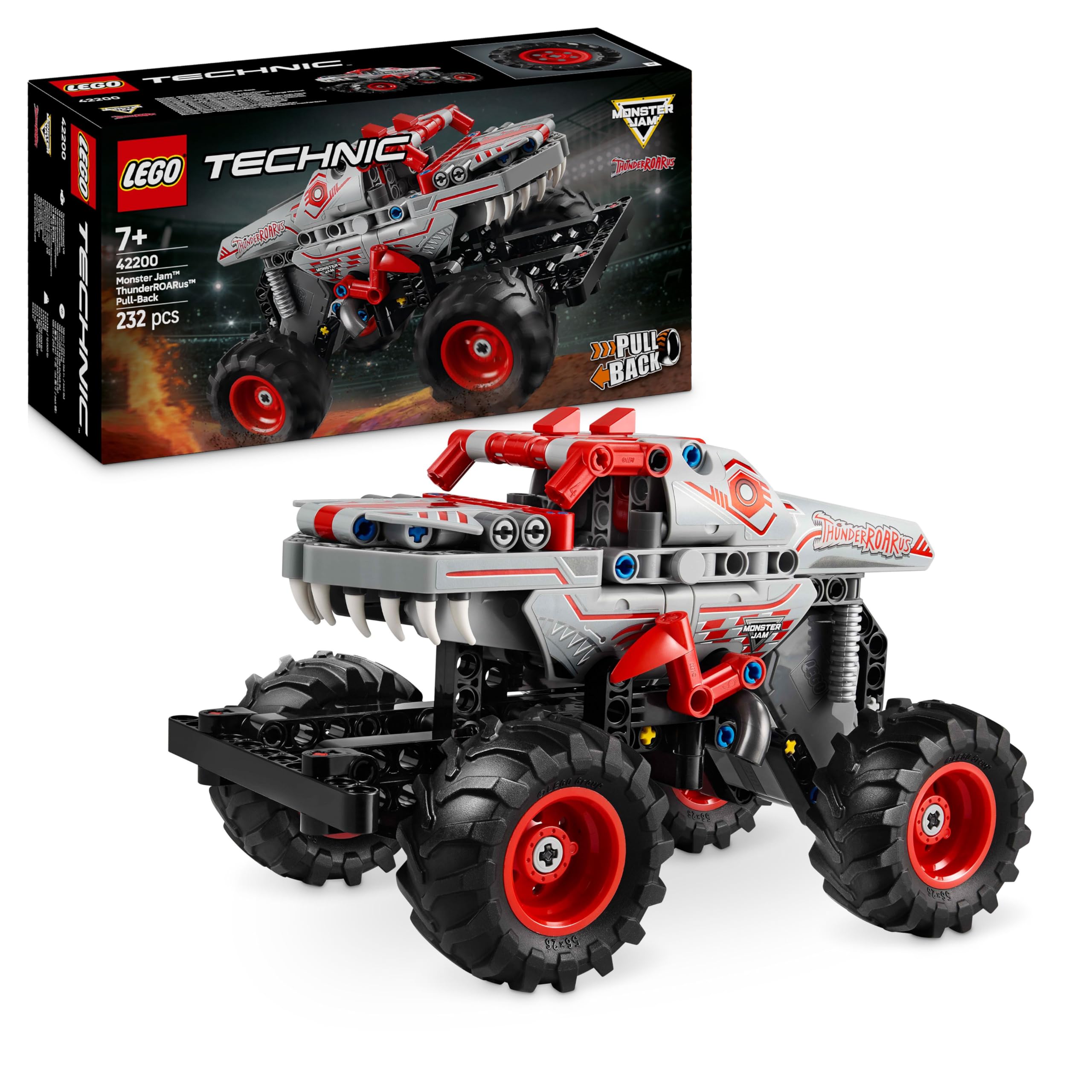 LEGO Technic Monster Jam ThunderROARus Pull-Back Truck Toy - Vehicle Buildi