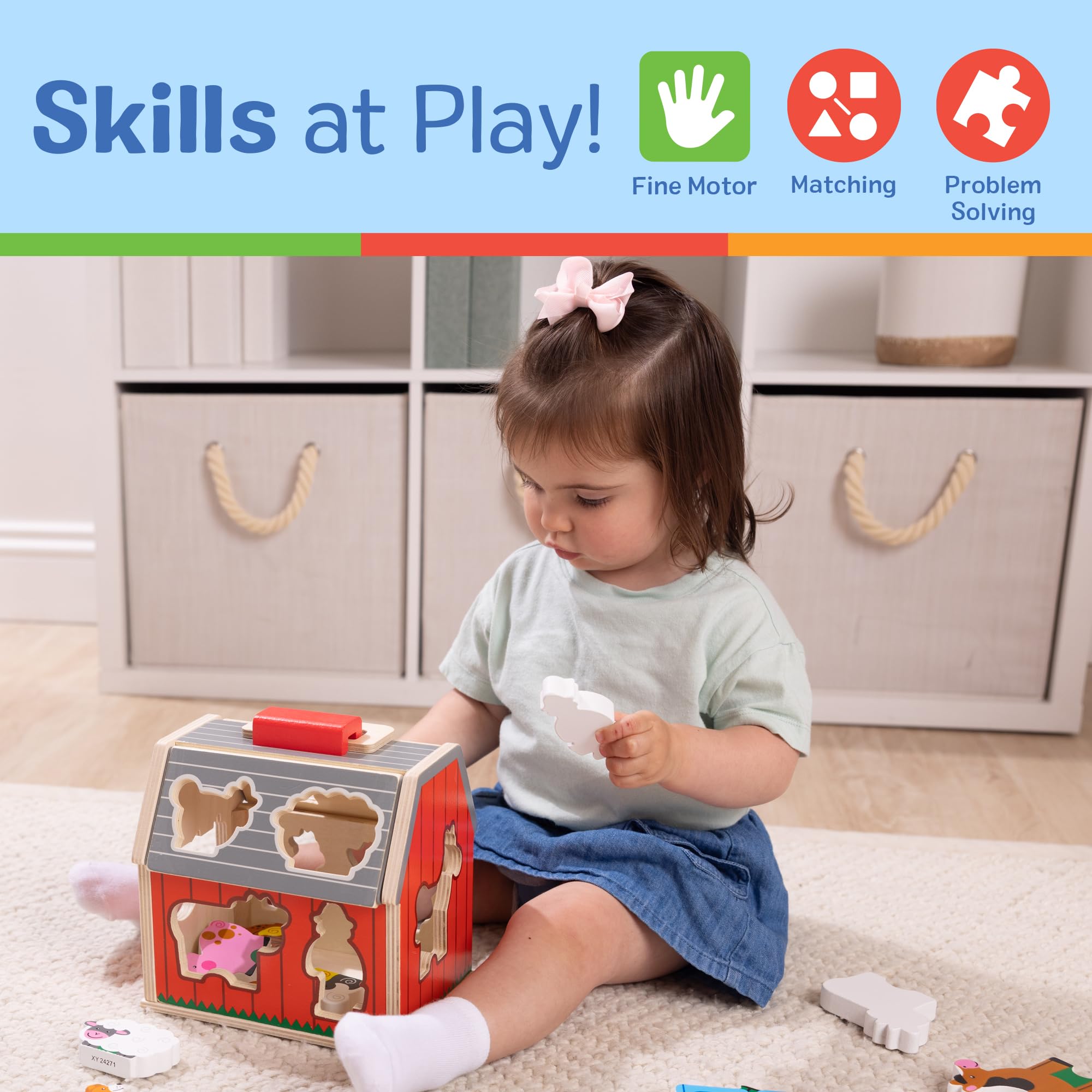 Melissa & Doug Wooden Take-Along Sorting Barn | 10 Chunky Farm Pieces | Ages 2+ 4