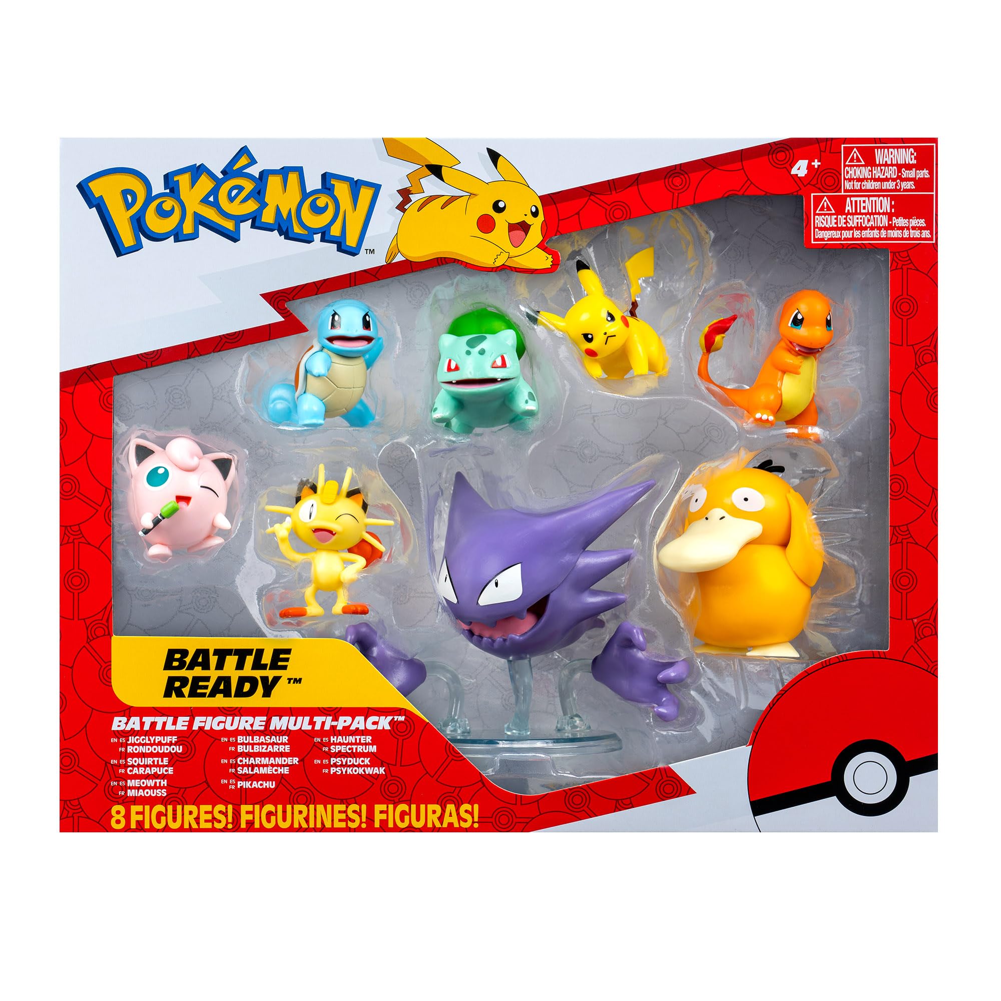 Pokémon Battle Figure 8 Pack - Six 2-Inch and Two 3-Inch Battle Ready Figures