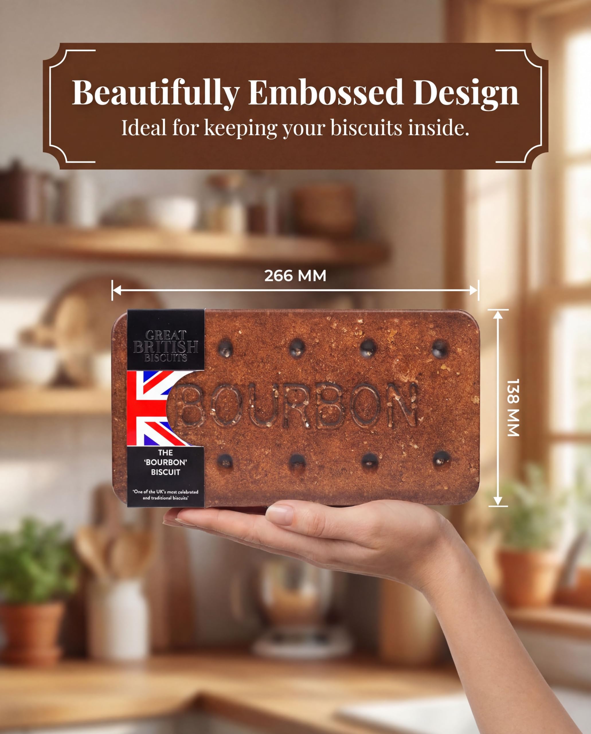 The Silver Crane co. Giant Bourbon Biscuits Gift Set - 400g Chocolate Sandwich Biscuits in Collectible Tin 4