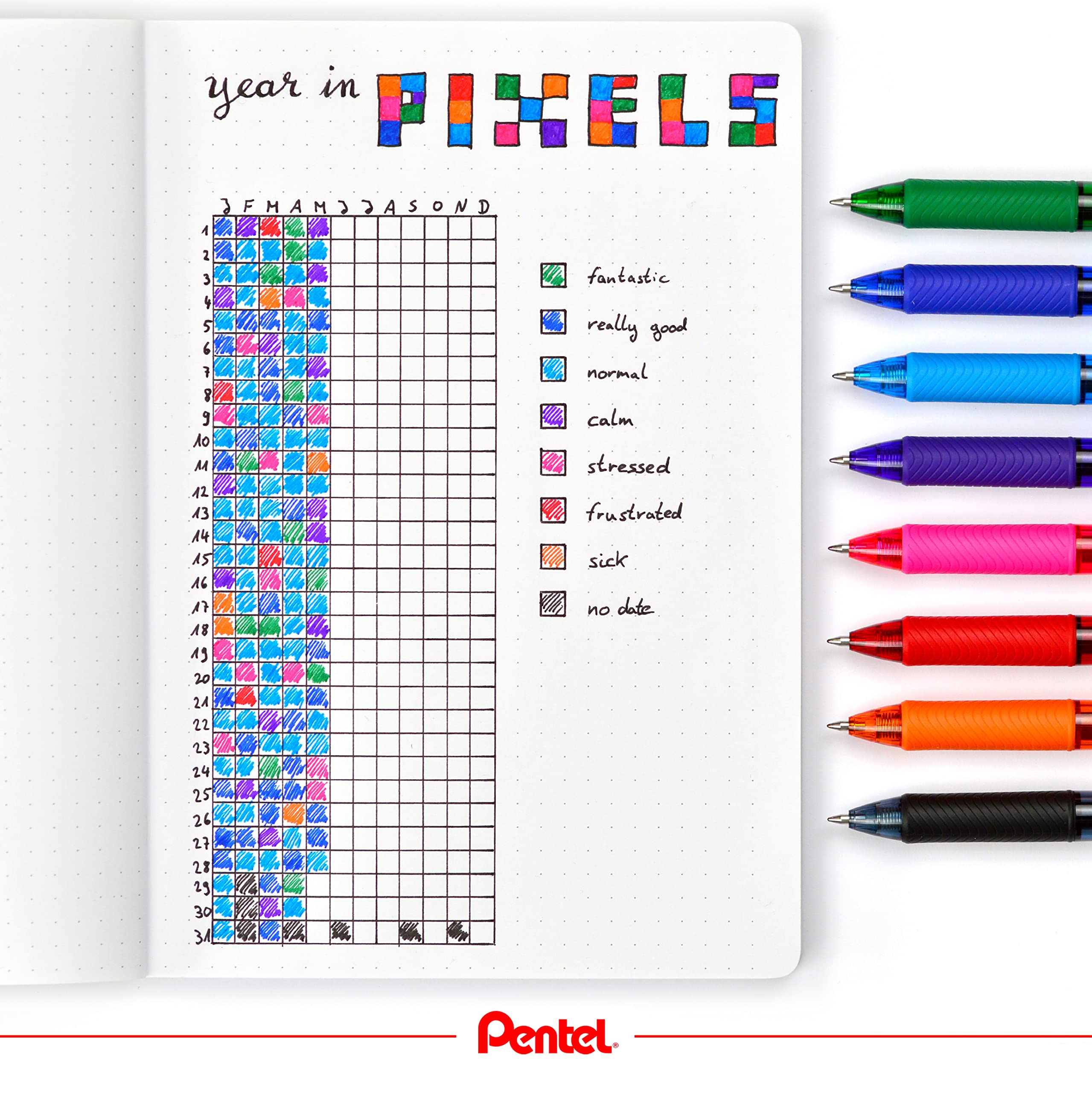 Pentel EnerGel X Rollerball Pen - Green Ink | 0.7mm Tip | Retractable 5