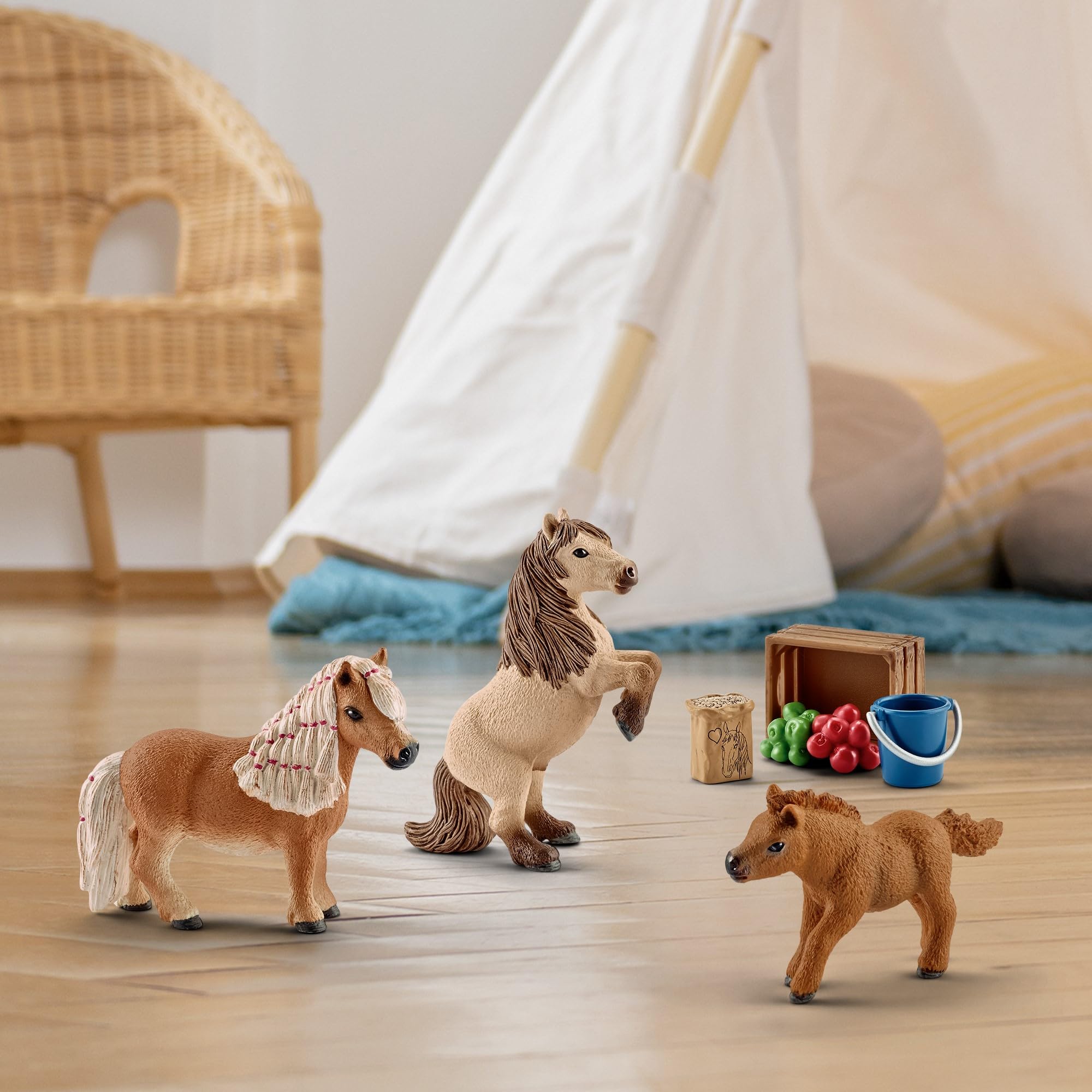 SCHLEICH Miniature Shetland Pony Family Playset - 8-Piece Horse Toy Set for Kids 3+ 5
