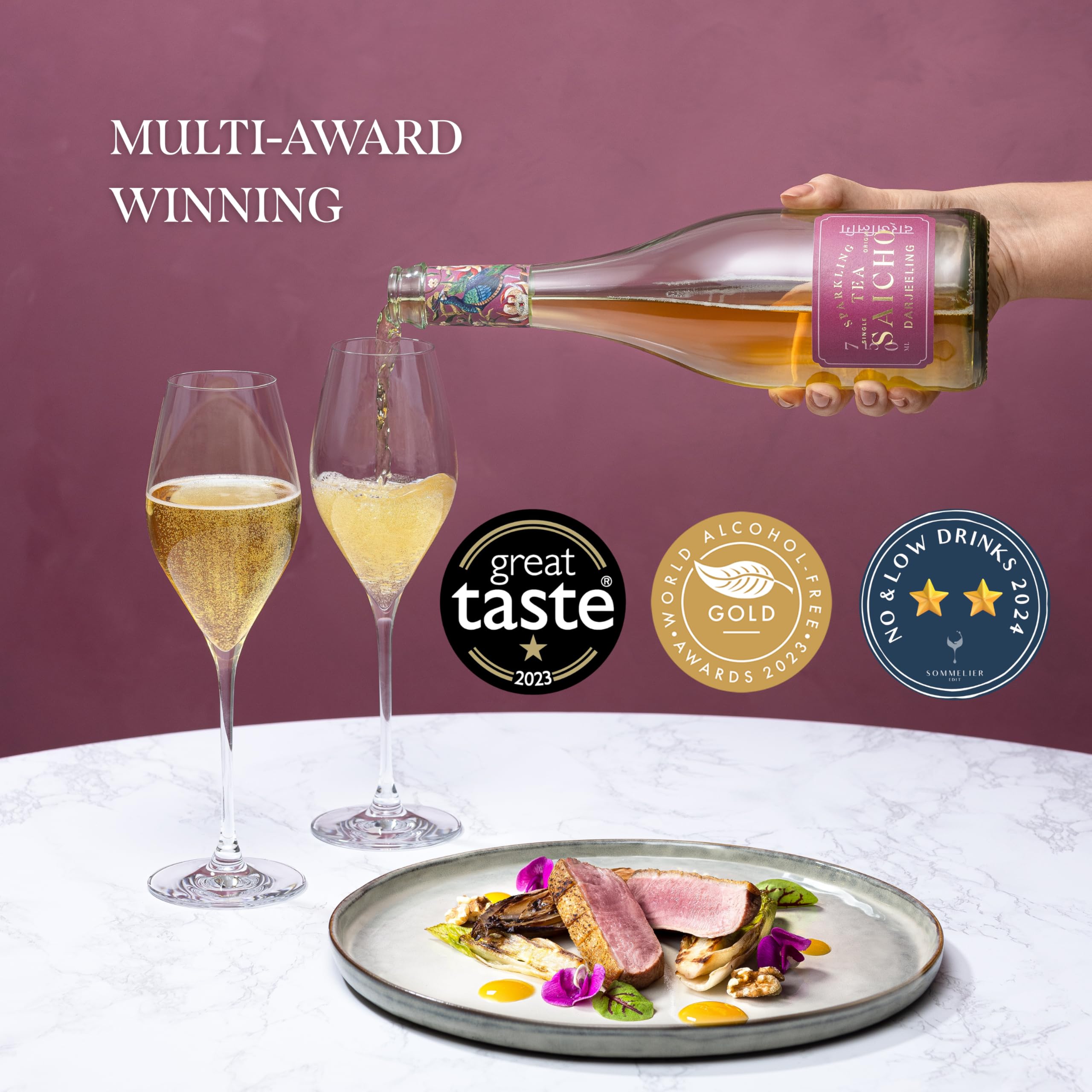 SAICHO Darjeeling Sparkling Tea - Non-Alcoholic Alternative | Low Calorie (22 Cal/Glass) 4