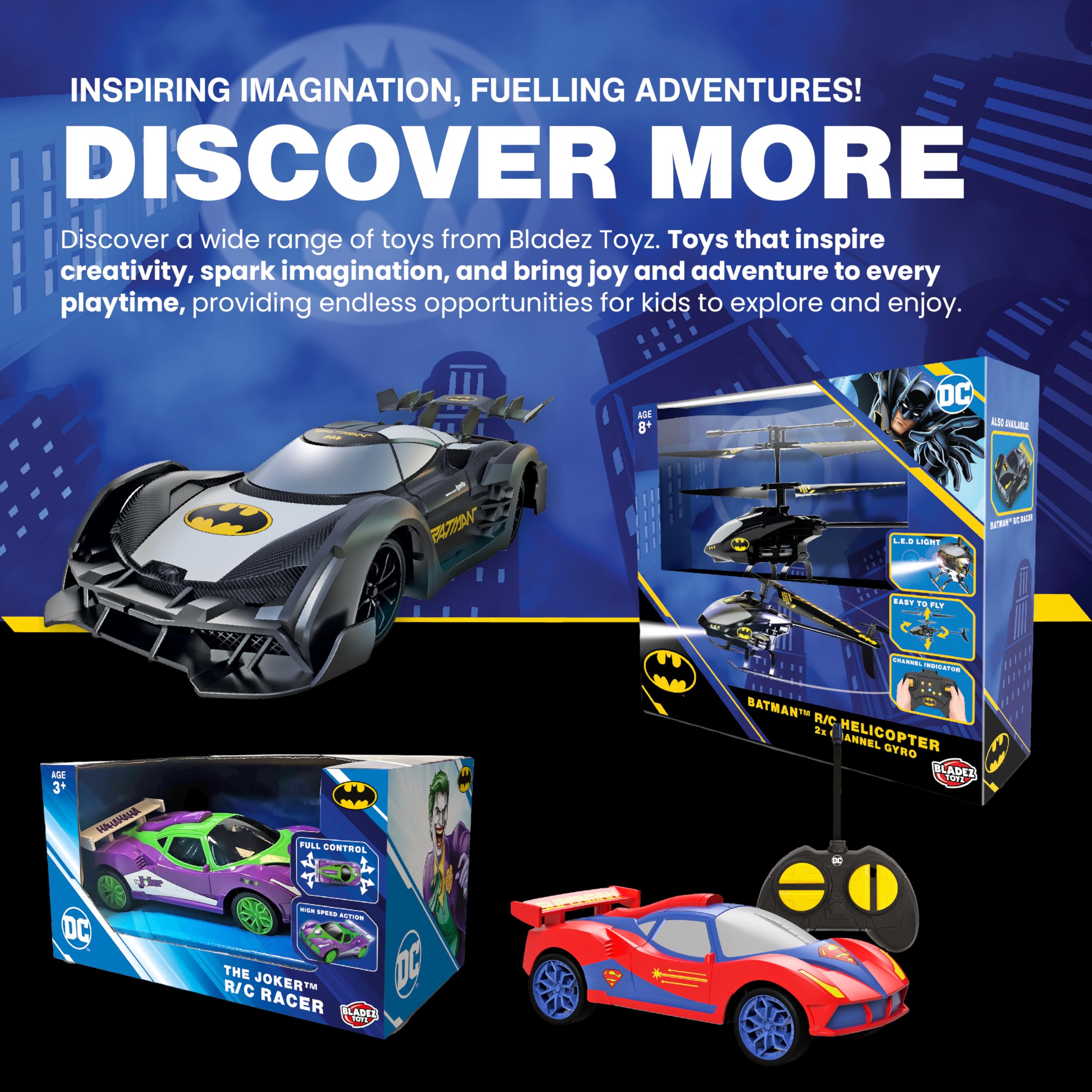 BLADEZ Batman RC Racer Remote Control Car | Full Function Control | Scale 1:28 | Ages 3+ 7