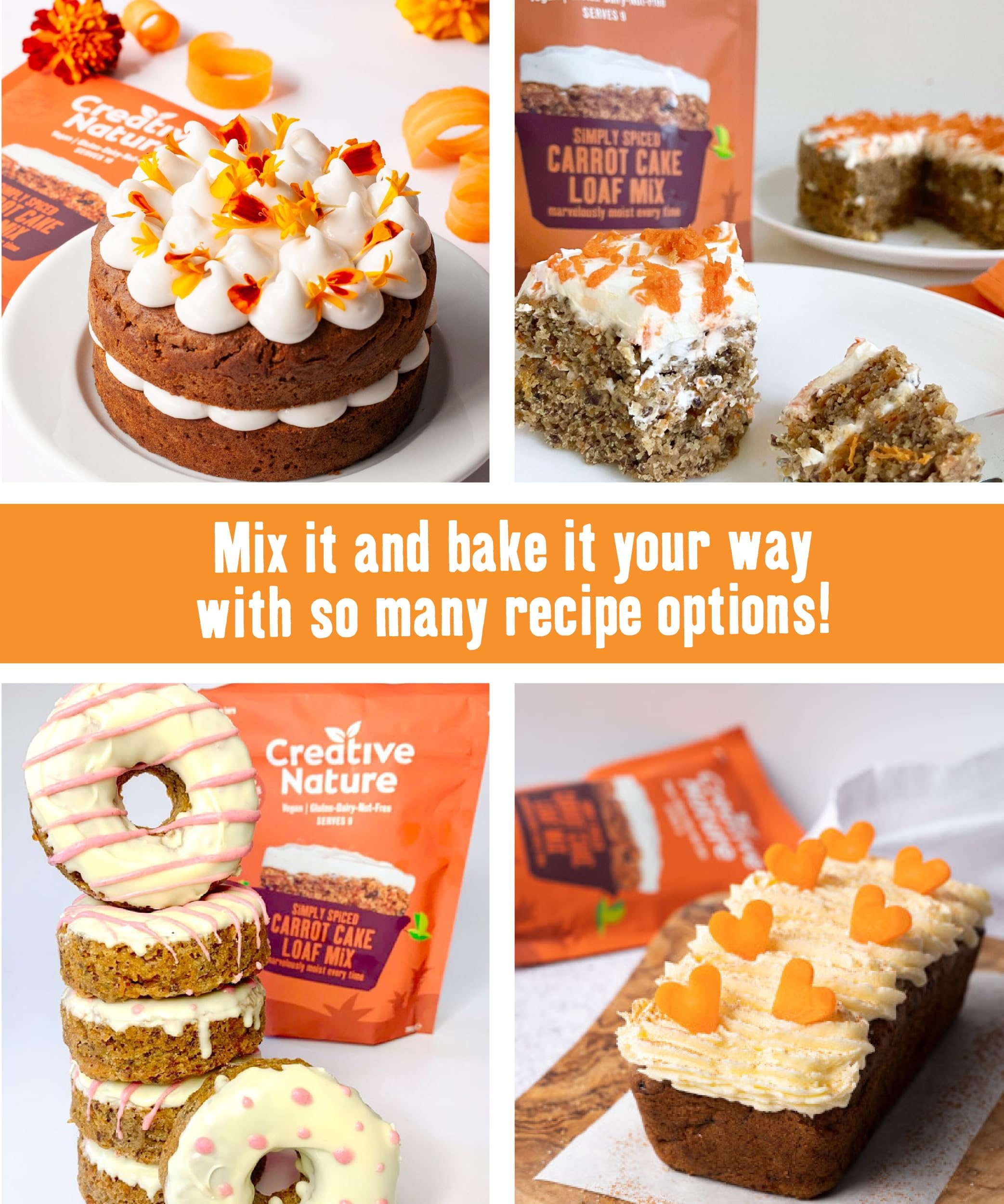 Creative Nature Gluten Free Carrot Cake Mix | Vegan & Free From Top 14 Allergens | 268g 4