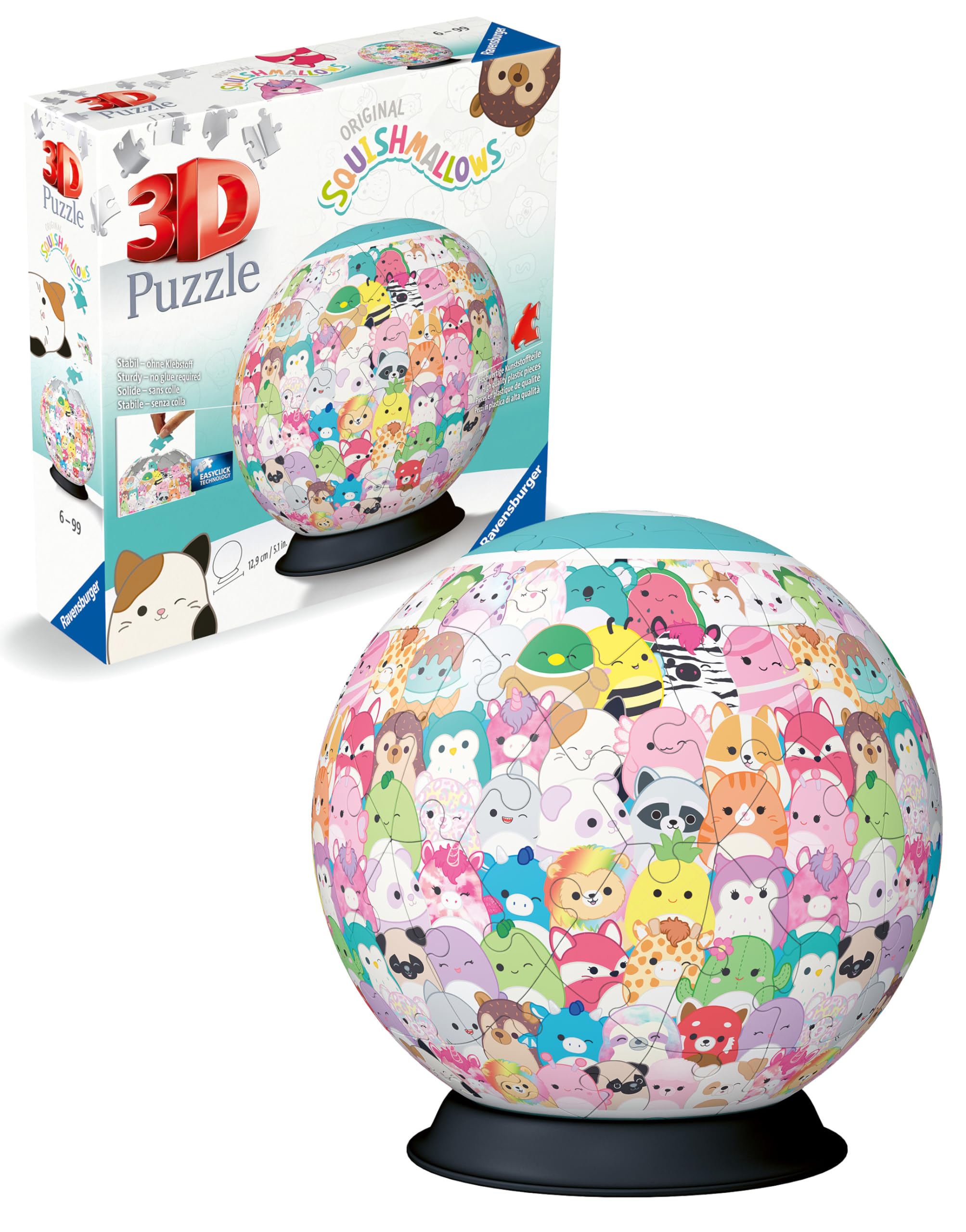 Ravensburger Squishmallows 3D Puzzle Ball 72 Pieces | Ages 6+ | No Glue Required