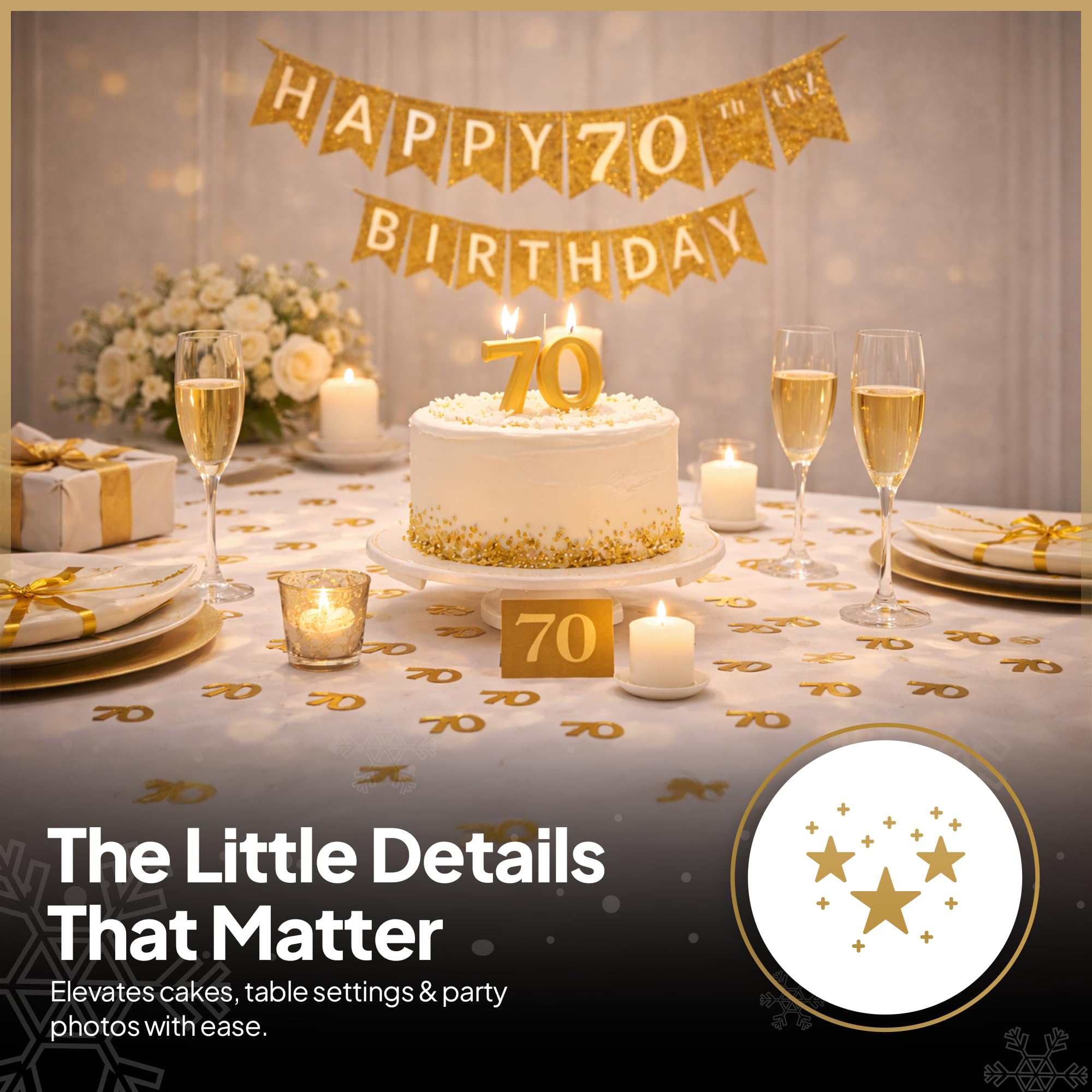 SHATCHI 14g Gold 70th Birthday Confetti Foil Metallic Glitz Table Scatter 5
