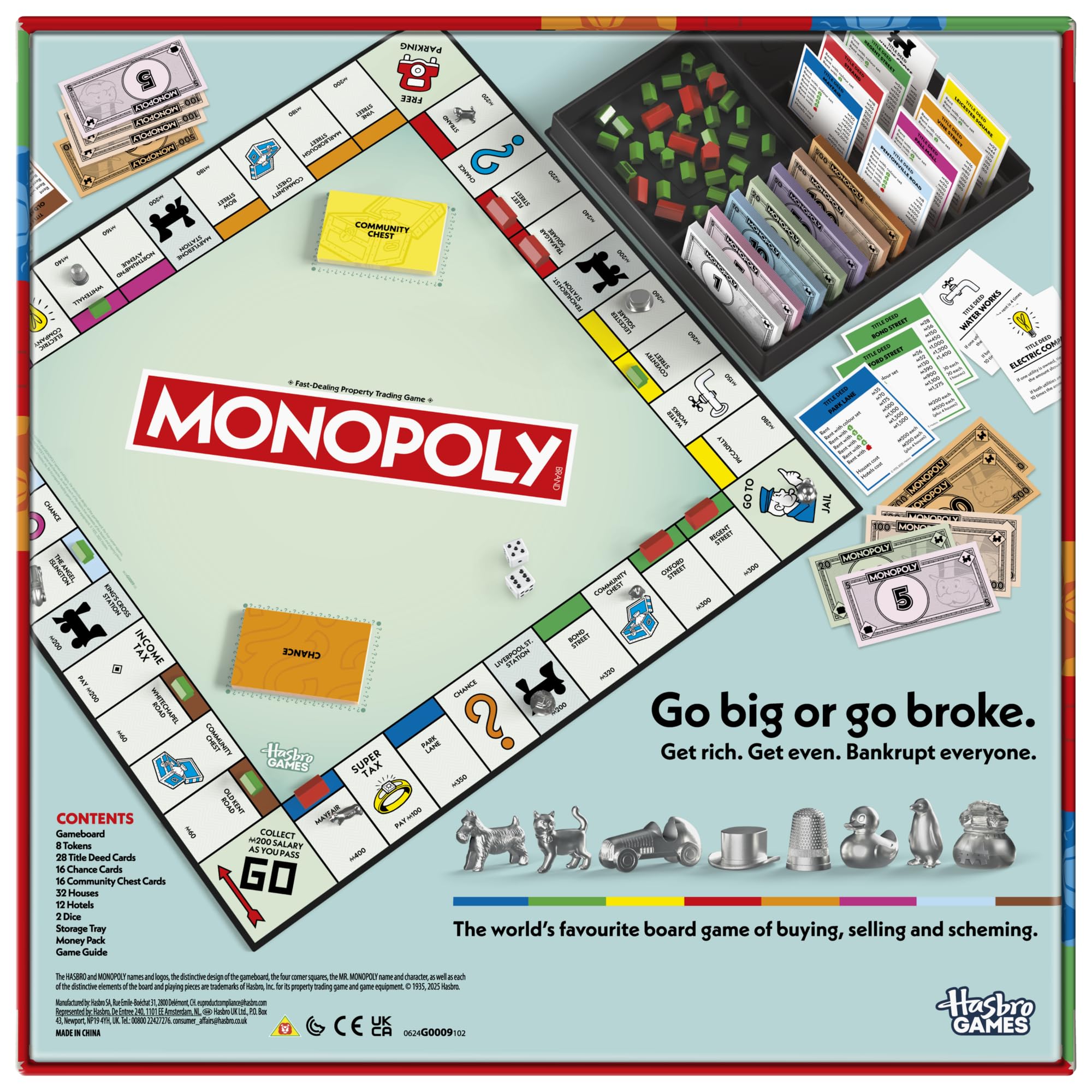 Monopoly Board Game with Storage Tray and Larger Metal Tokens - English Version 6