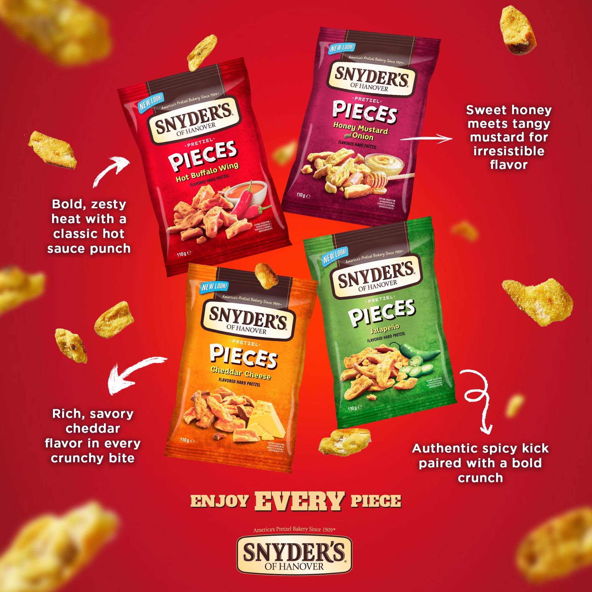 Snyder's of Hanover Pretzel Pieces Jalapeno Snack Food - 10 Pack of 110g Bags 6