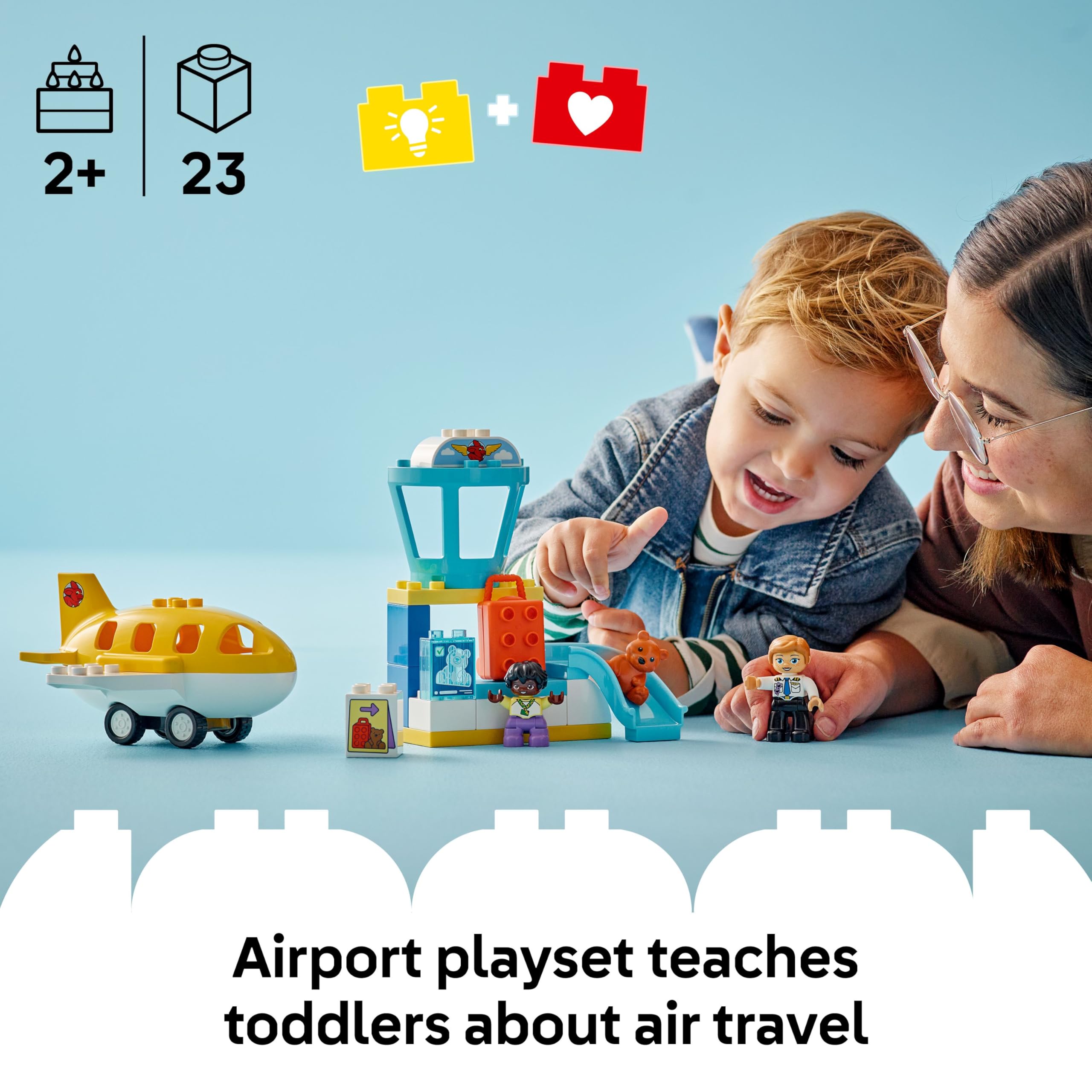 LEGO DUPLO First Time at the Airport 10443 Building Set | Ages 2+ | Educational Motor Skills Toy