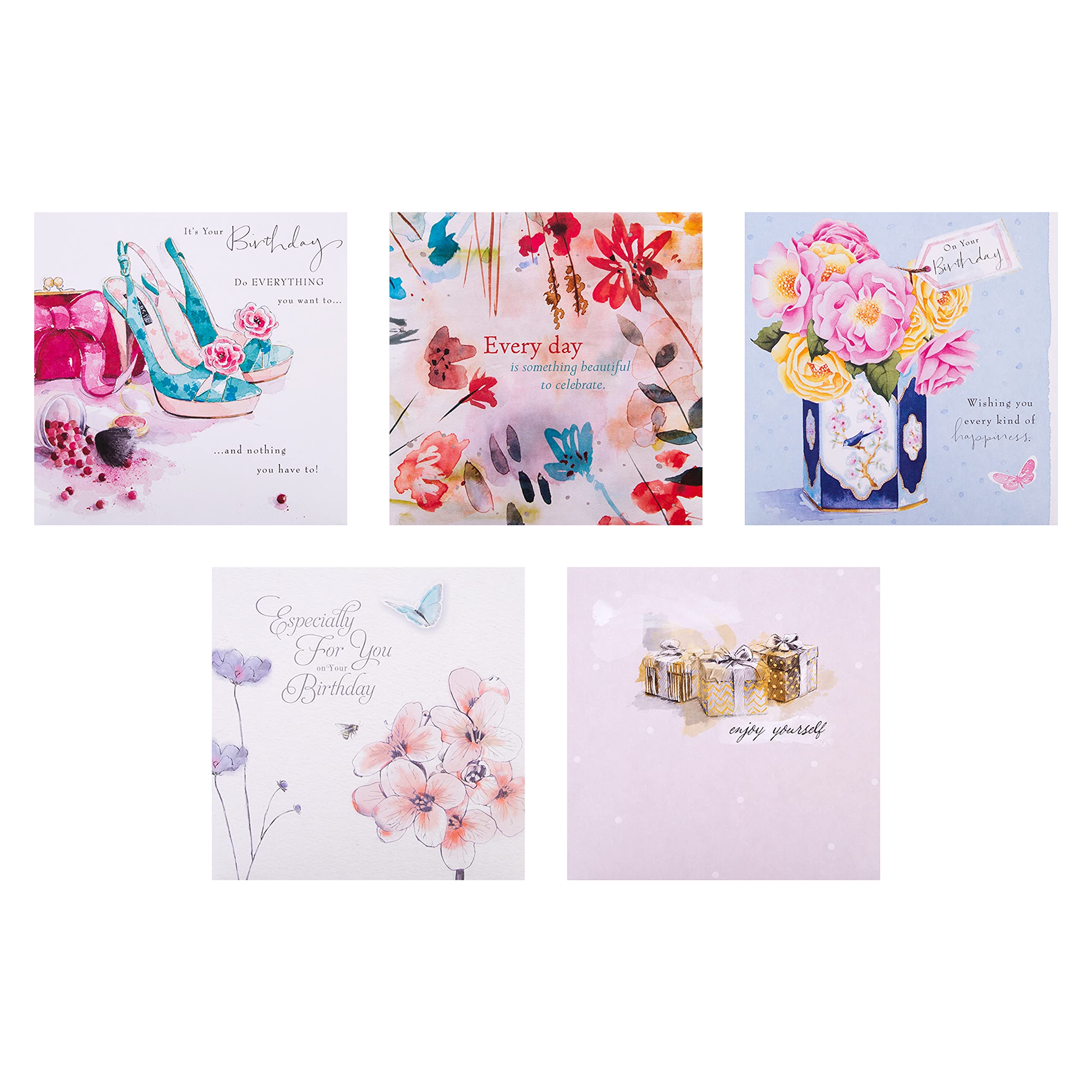 Hallmark Birthday Cards Multipack - 20 Cards in 20 Floral Designs | 16cm x 16cm 6