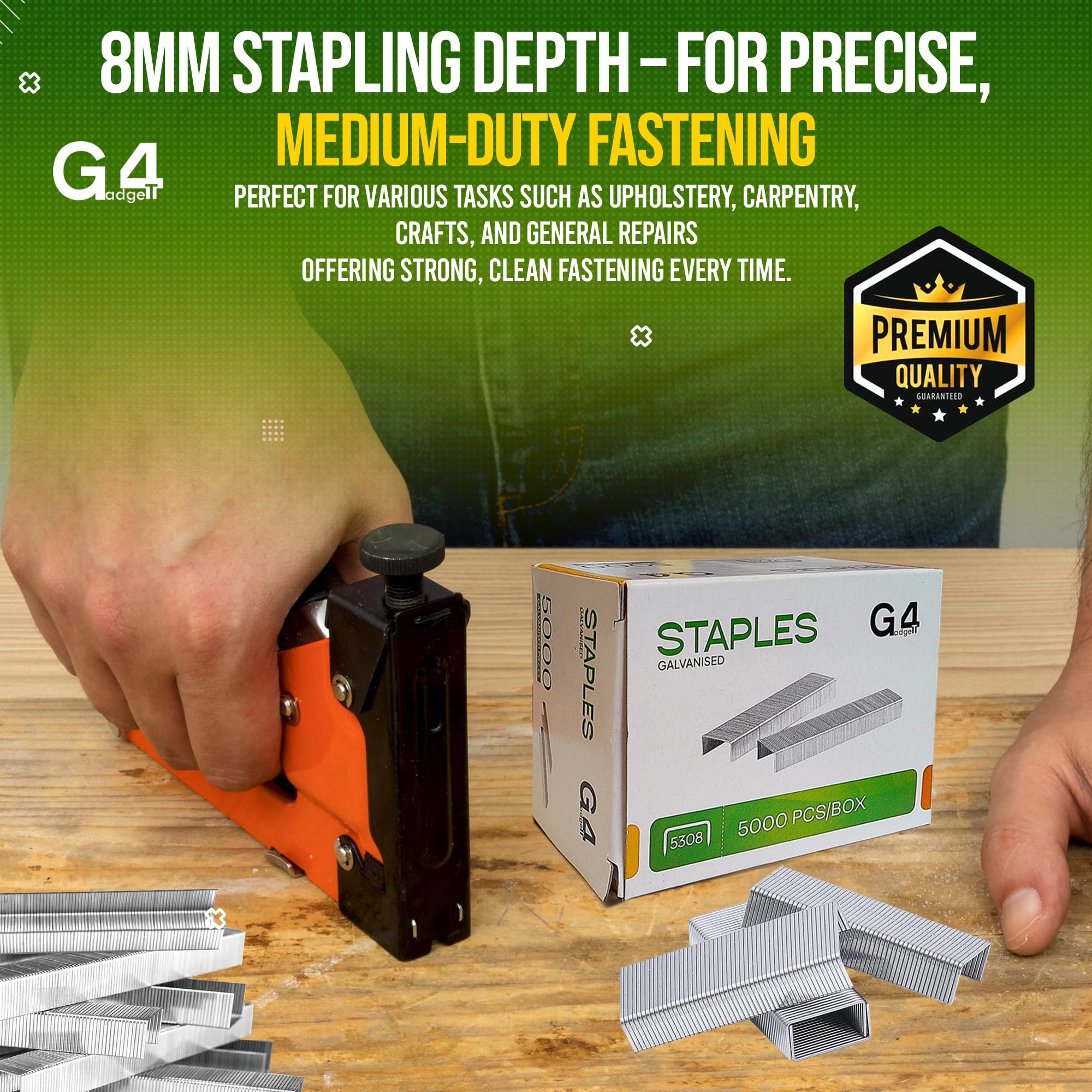 G4GADGET Heavy Duty Staples - 5000 Pack, 53/8mm Size, Stainless Steel | Upholstery & Carpentry 6
