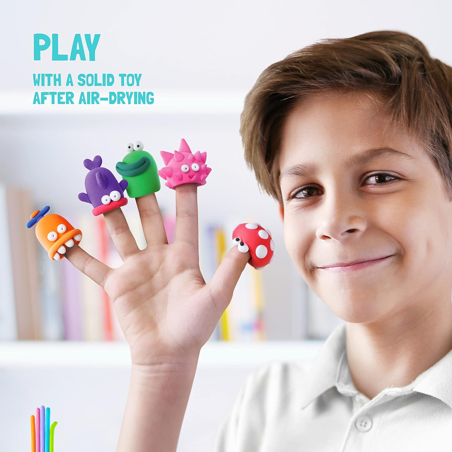 Hey Clay Aliens Set - Air Dry Modeling Clay for Kids - Creative Arts & Crafts Play 8