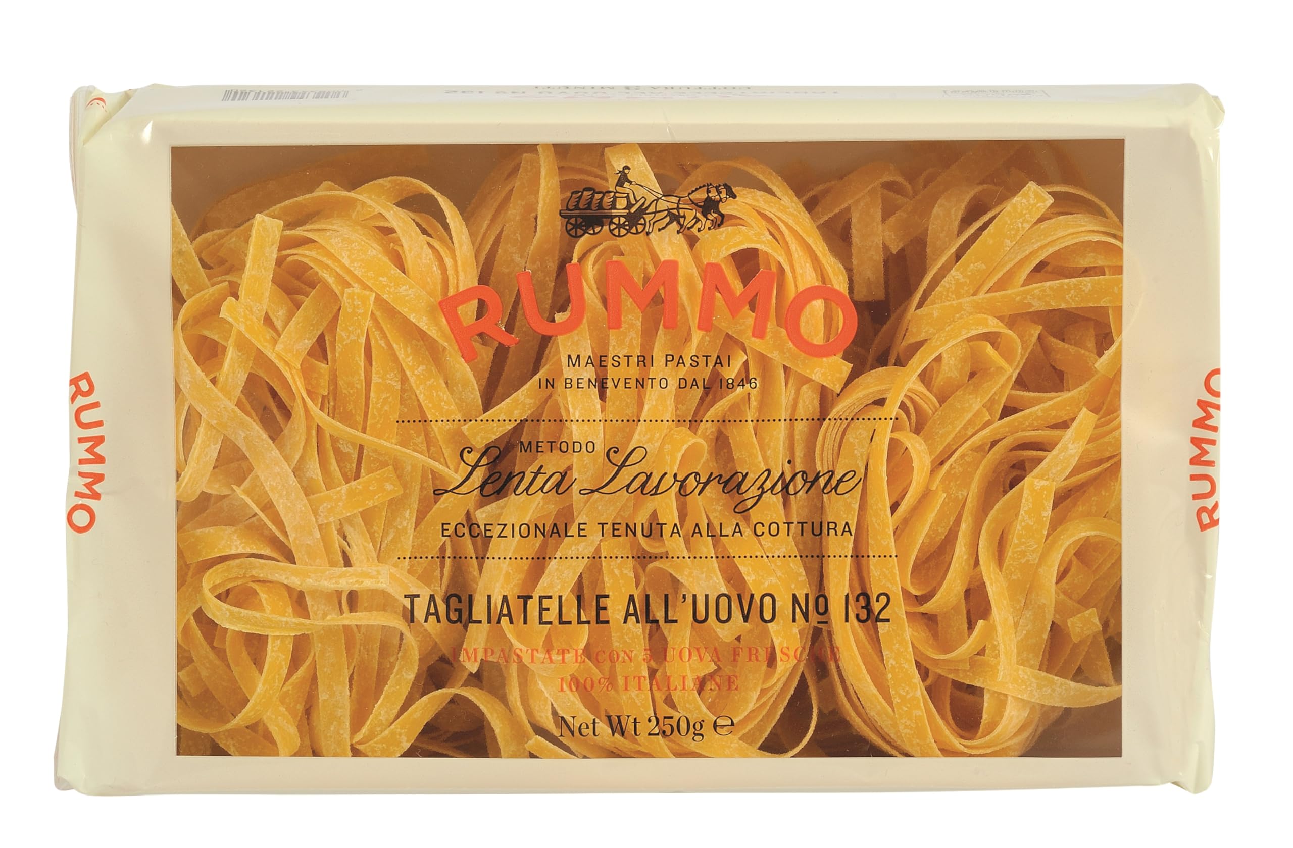 Rummo Tagliatelle All'Uovo No.132 Fresh Egg Pasta - 250 g Pack of 12 | Quick Cooking