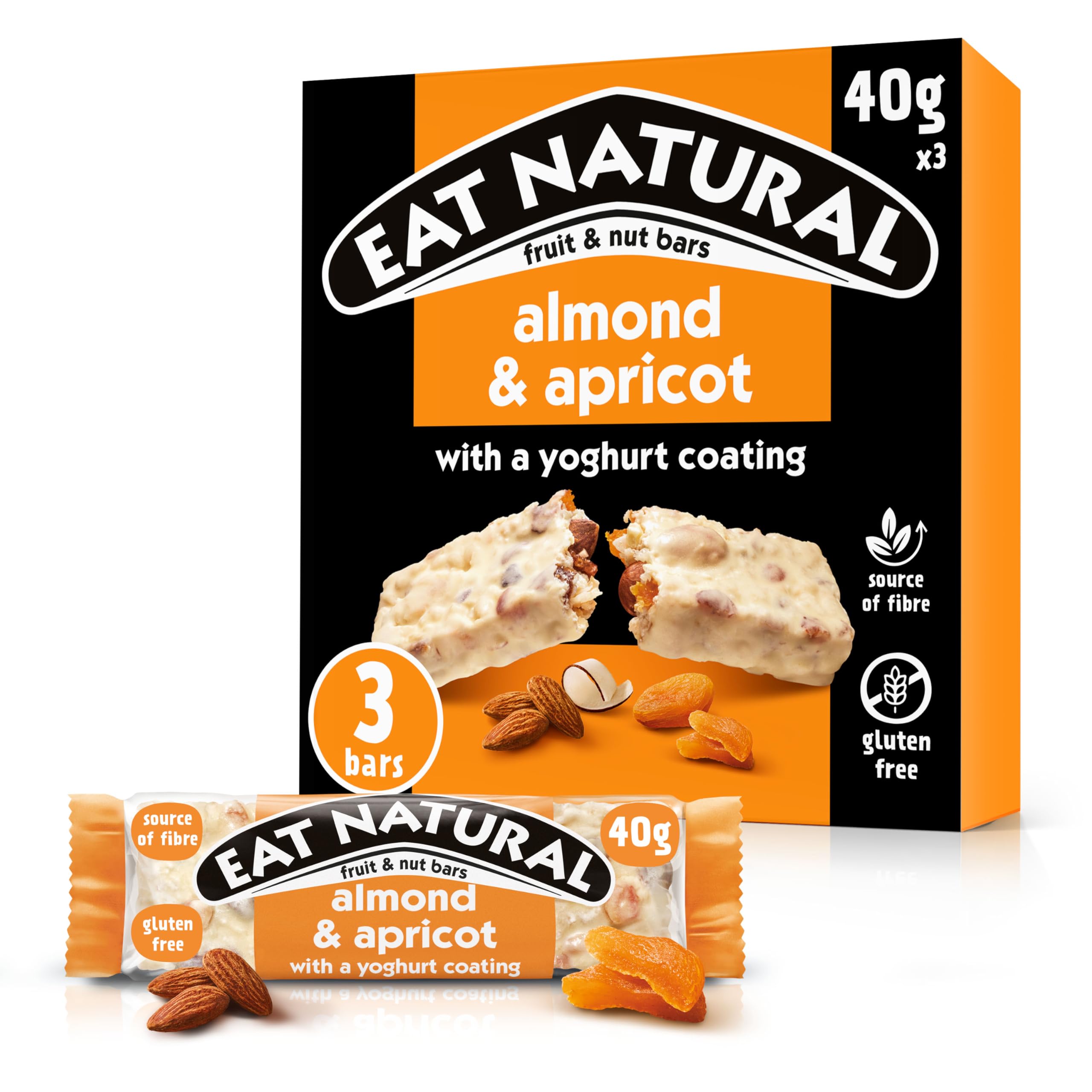Eat Natural Mandel &amp; Aprikose mit Joghurtüberzug Frucht- und Nussriegel, 3 x 4
