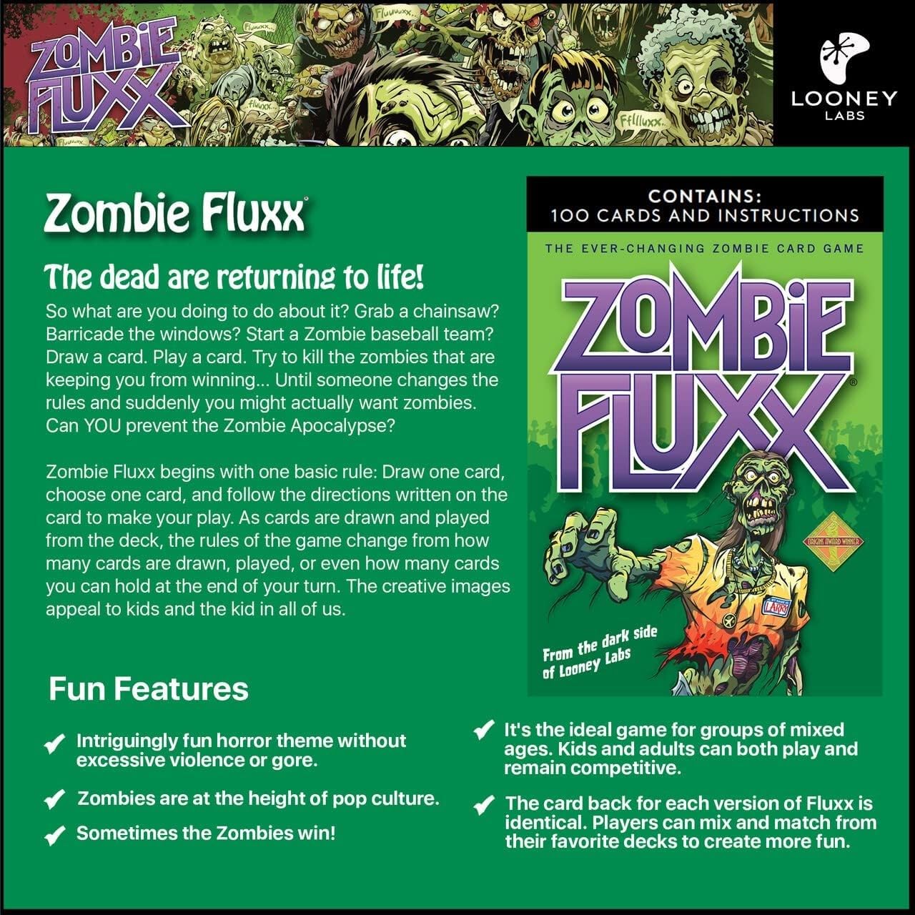 Looney Labs Zombie Fluxx Kartenspiel, Mehrfarbig 7