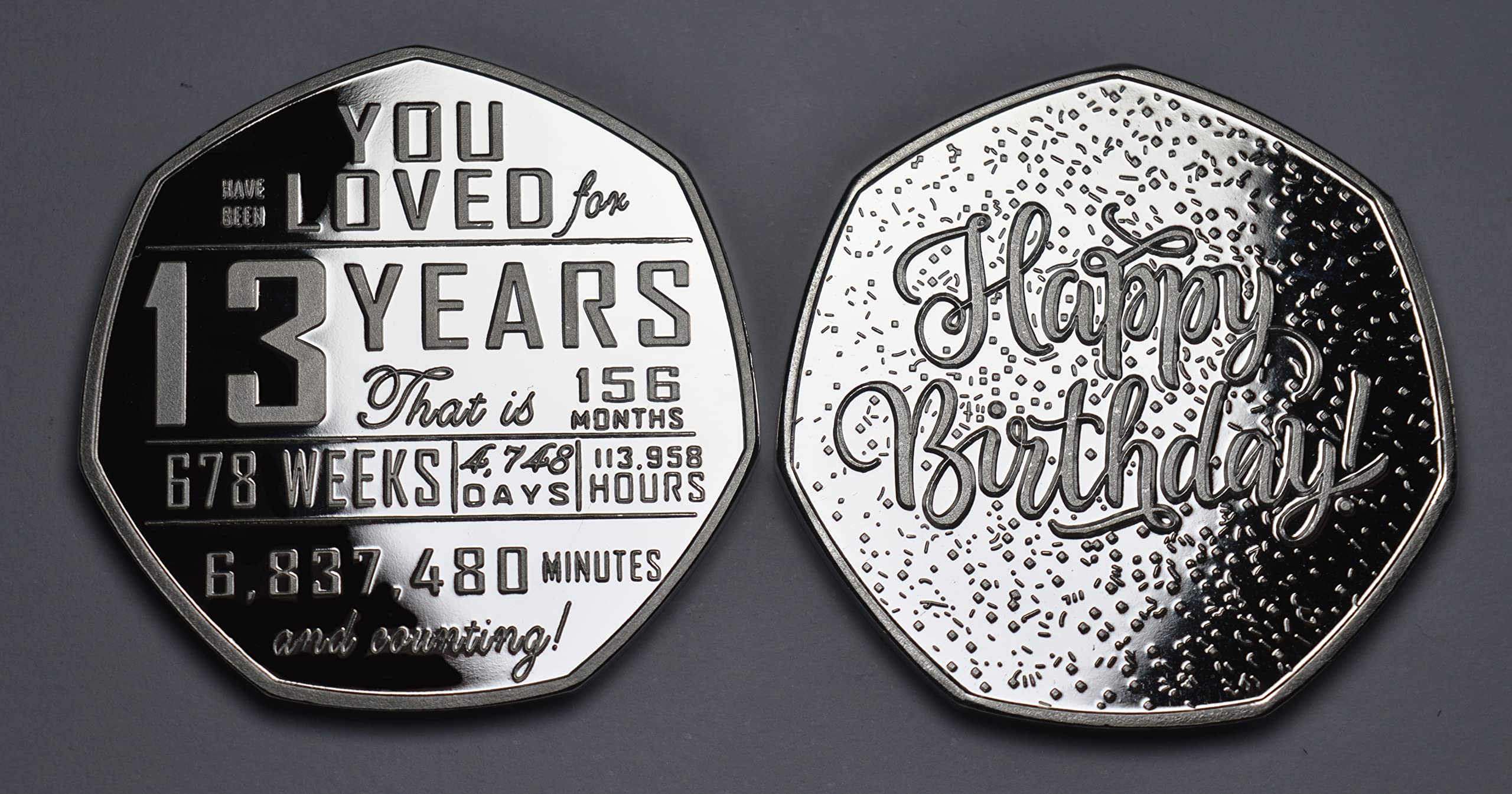 The Commemorative Coin Company 13th Birthday Silver Plated Coin | 8g | 27mm | Proof 8