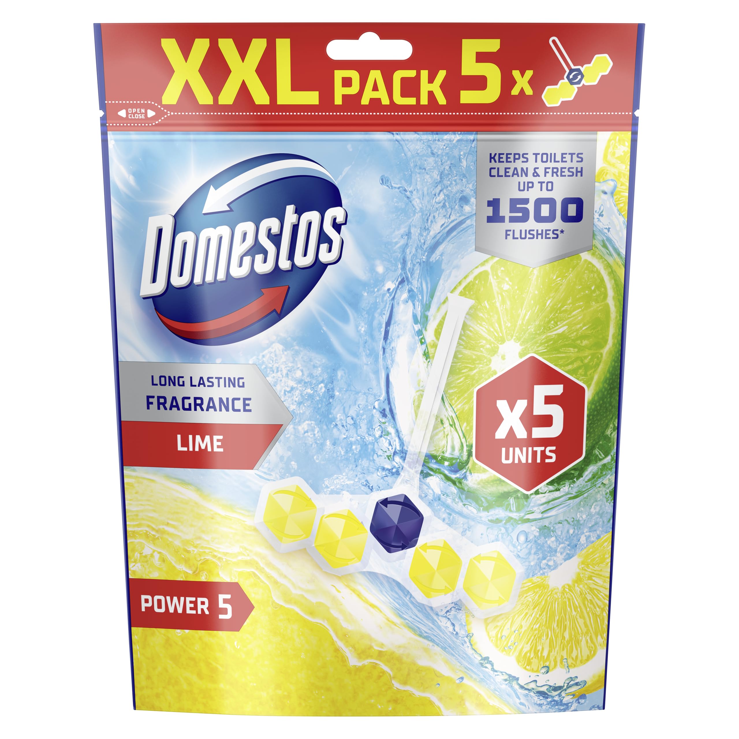 Domestos Power 5 Lime Toilet Rim Blocks - 5 Benefits, 300 Flushes, Limescale Prevention 1