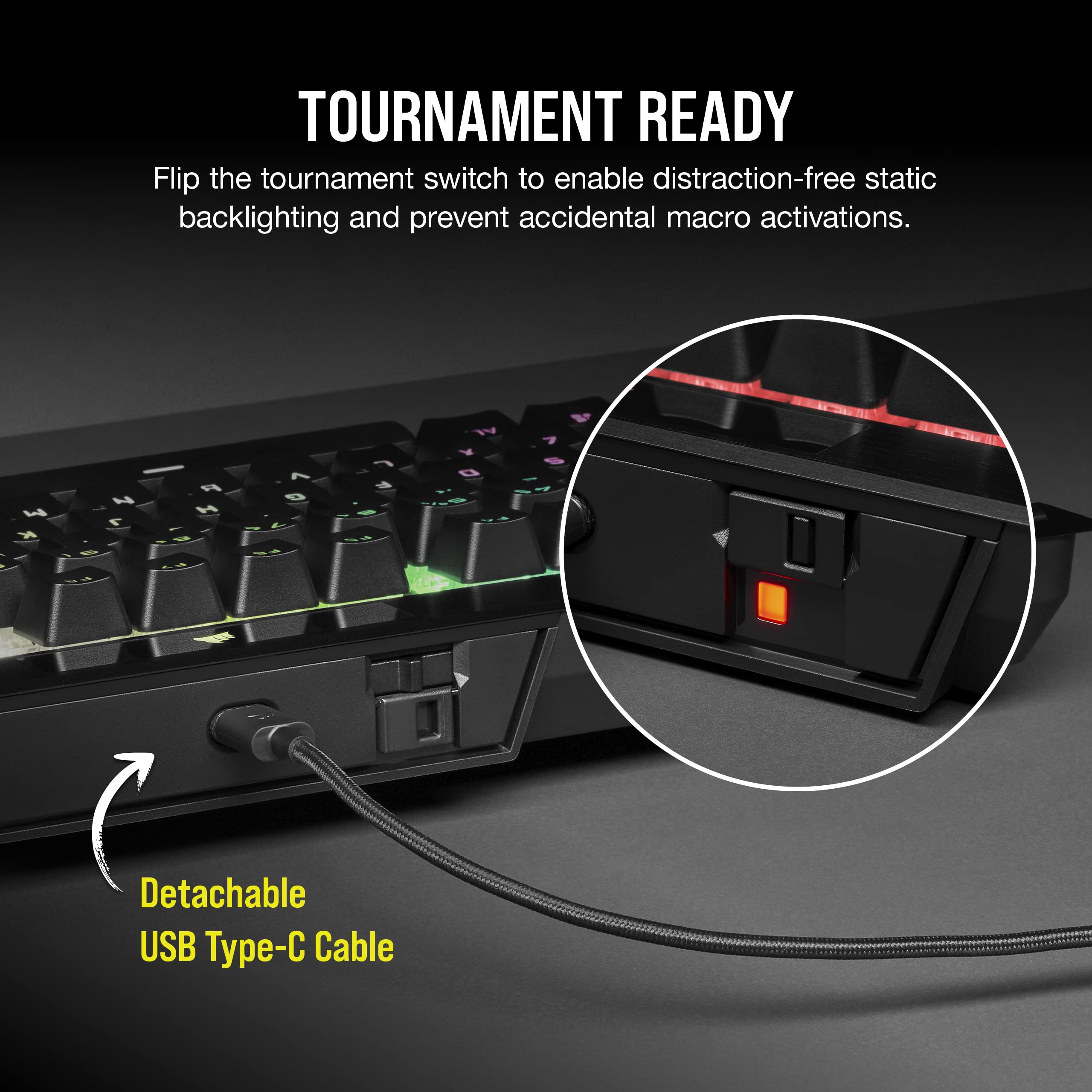 Corsair K70 RGB TKL CHAMPION SERIES OPX Optical-Mechanical Gaming Keyboard - Black 3
