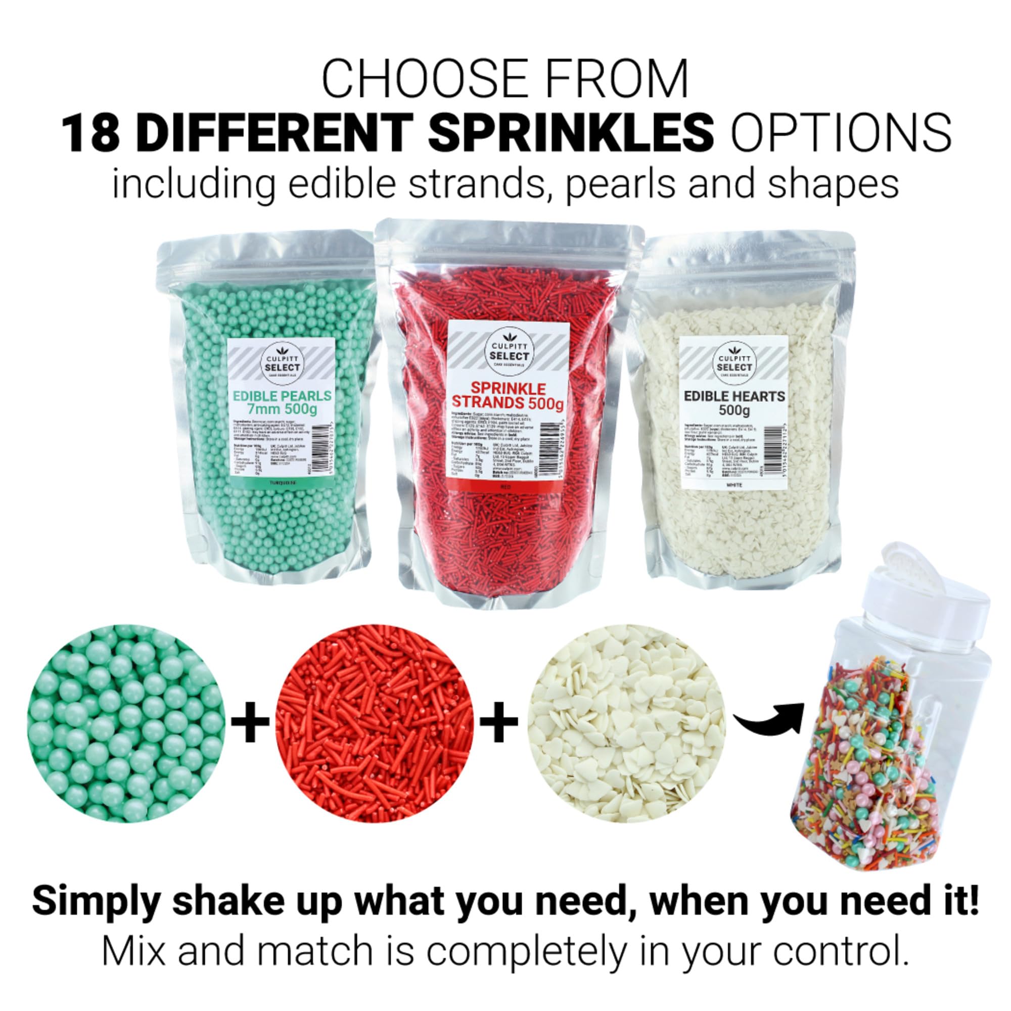 Culpitt Select Green Sugar Strands Sprinkles - 500g Resealable Pouch | Edible Cake Decoration 3