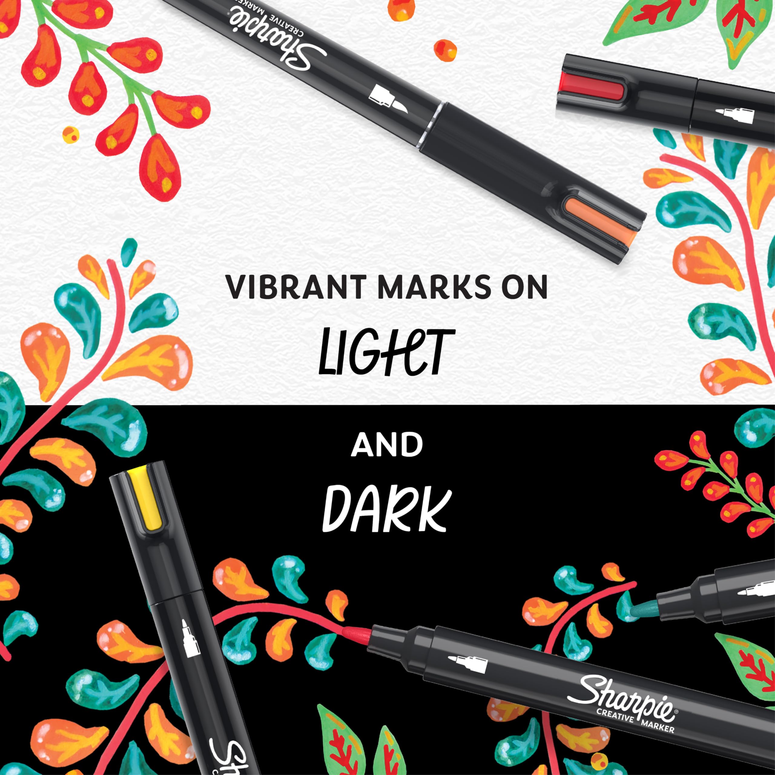 Sharpie Creative Marker Acrylic Paint Pens - Water-Based, No-Bleed Ink | Black | Pack of 6 5