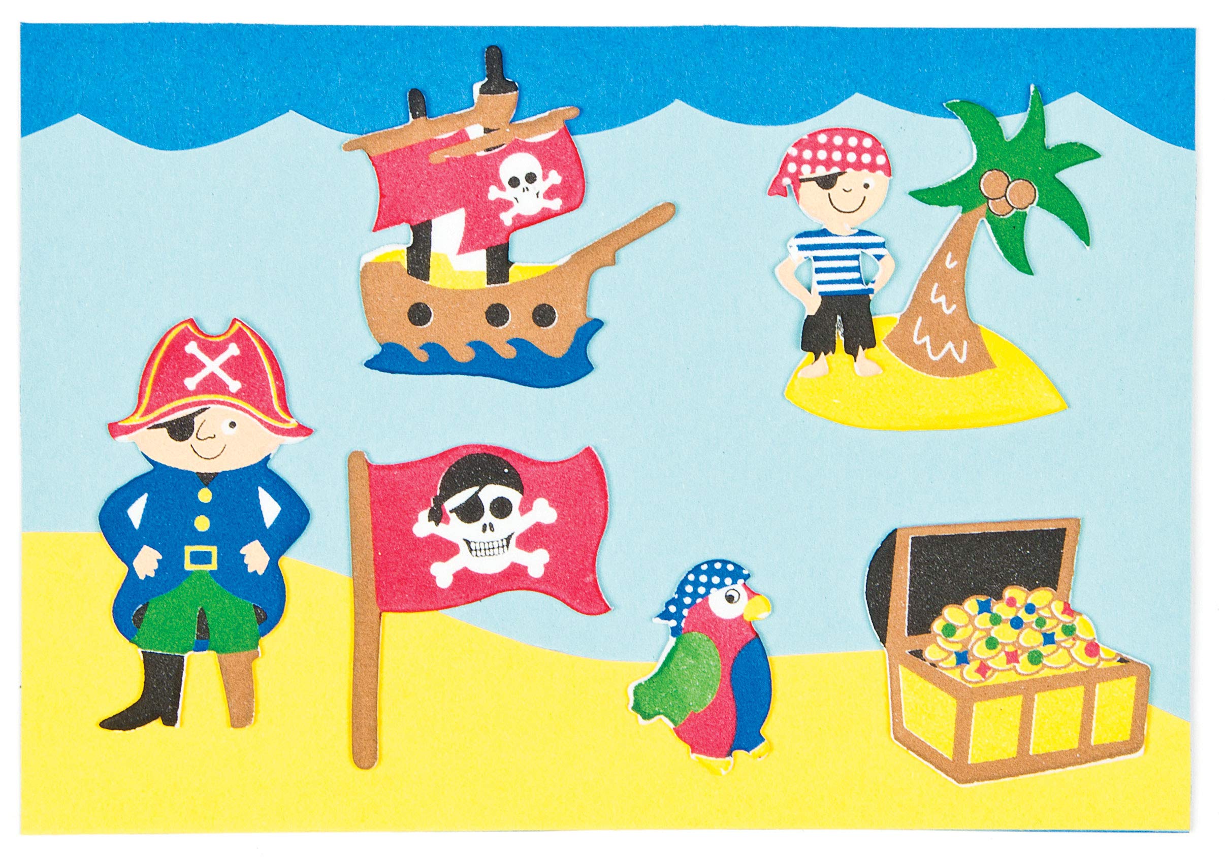 Baker Ross Pirate Foam Stickers (Pack of 96) for Kids Crafts & Decorations | Self Adhesive Vinyl 4