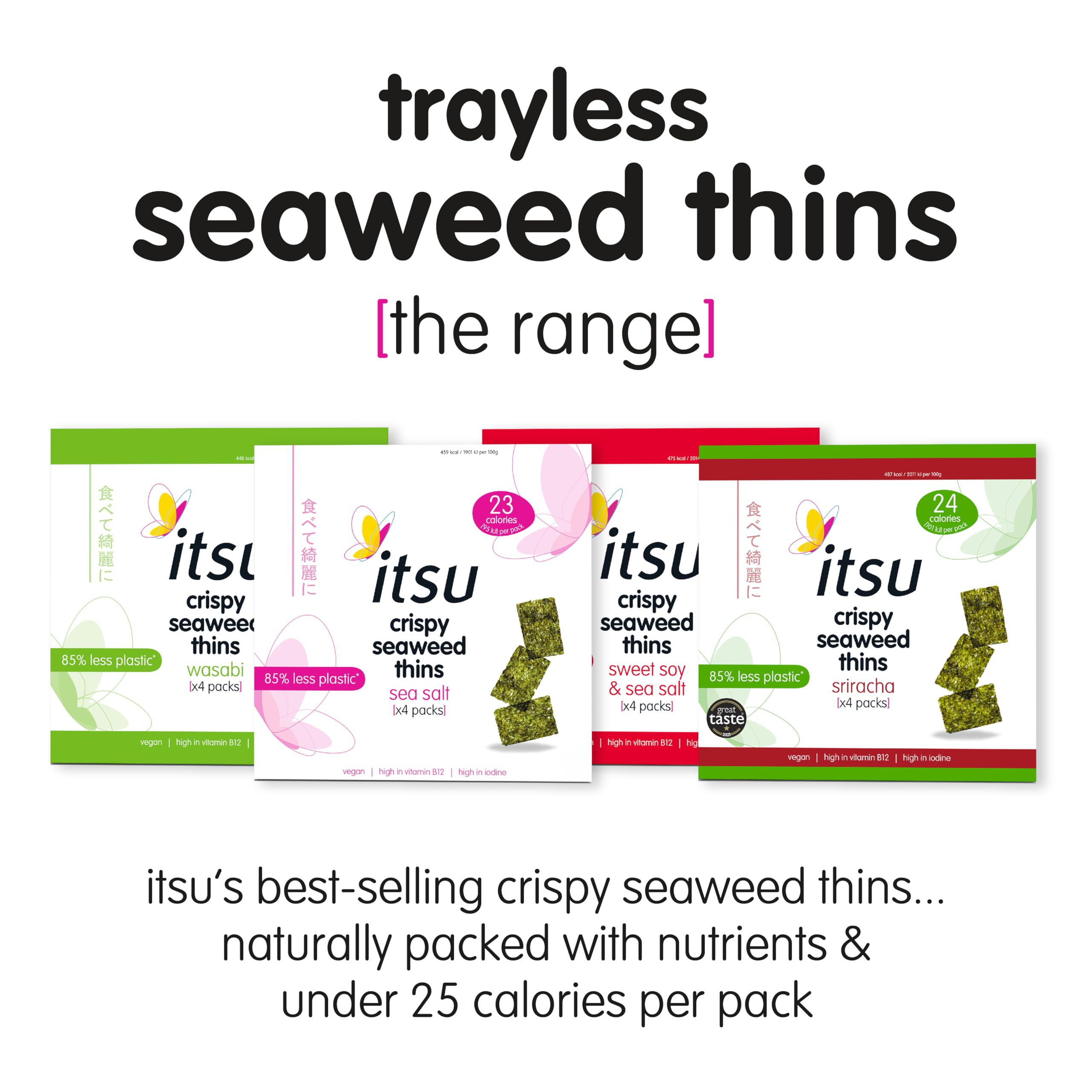 itsu Seaweed Thins Sriracha Seasoned - 32 Pack of 5g Crispy Vegan Snacks | Low Calorie 6